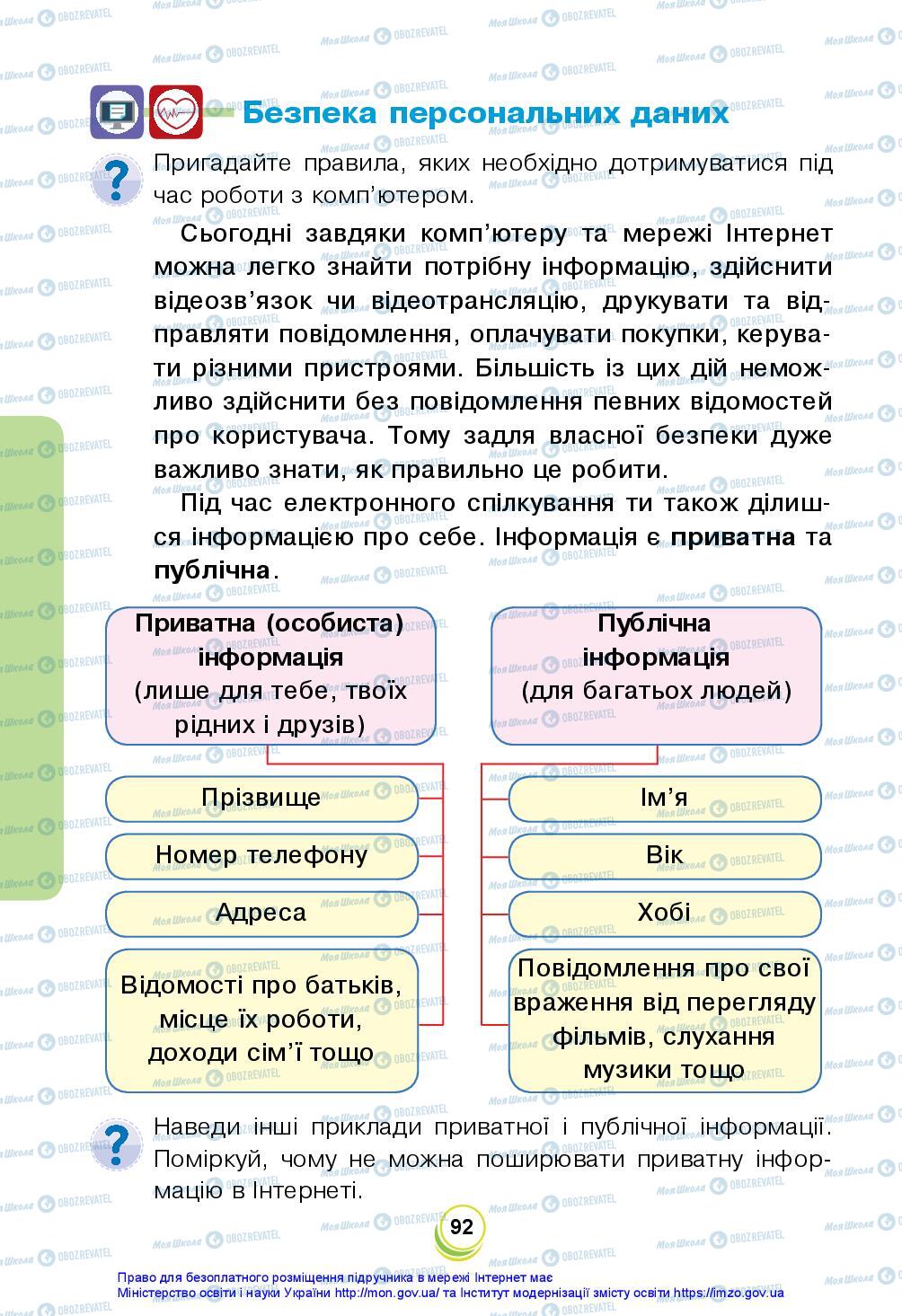 Підручники Я досліджую світ 2 клас сторінка 92