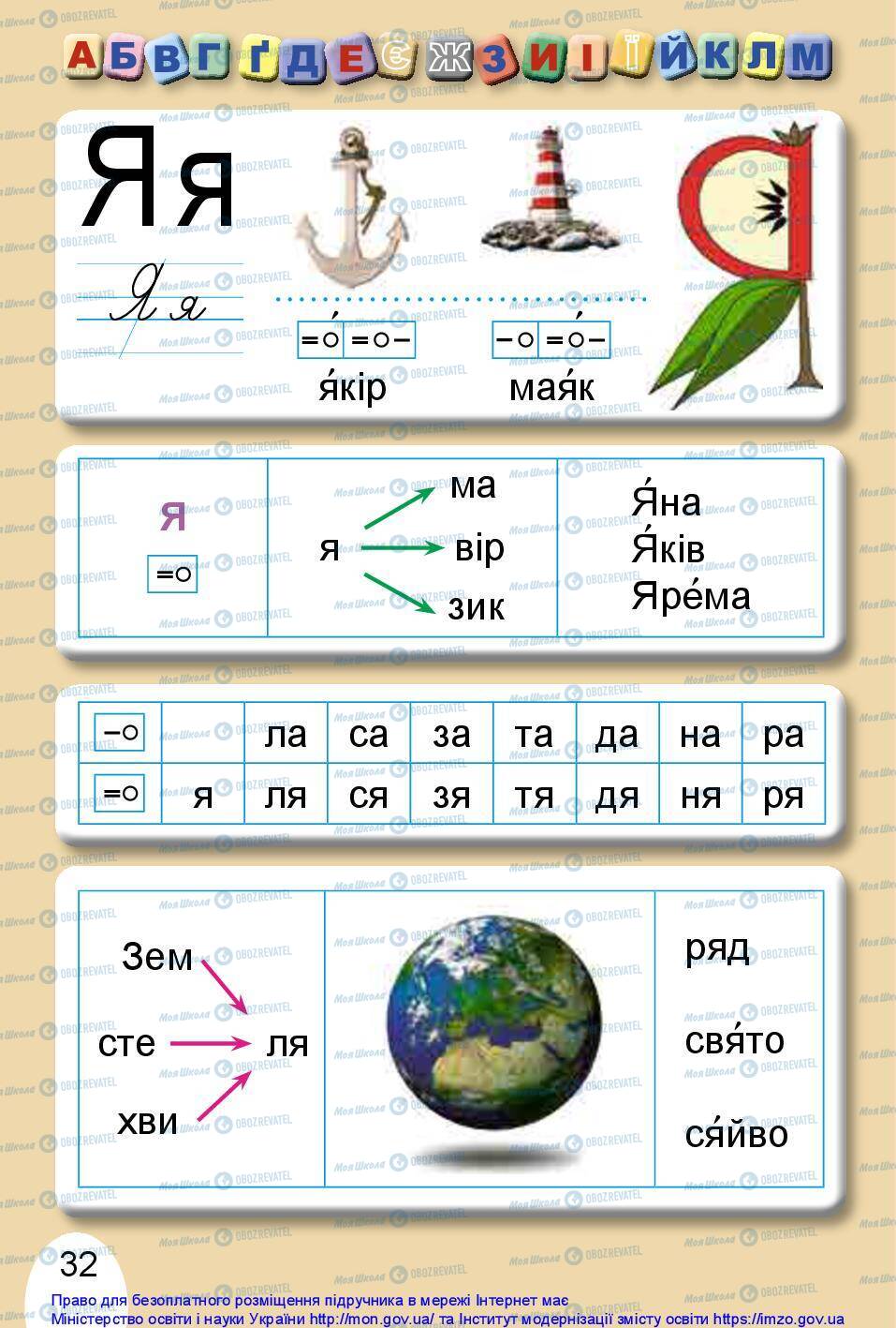 Підручники Українська мова 1 клас сторінка 32