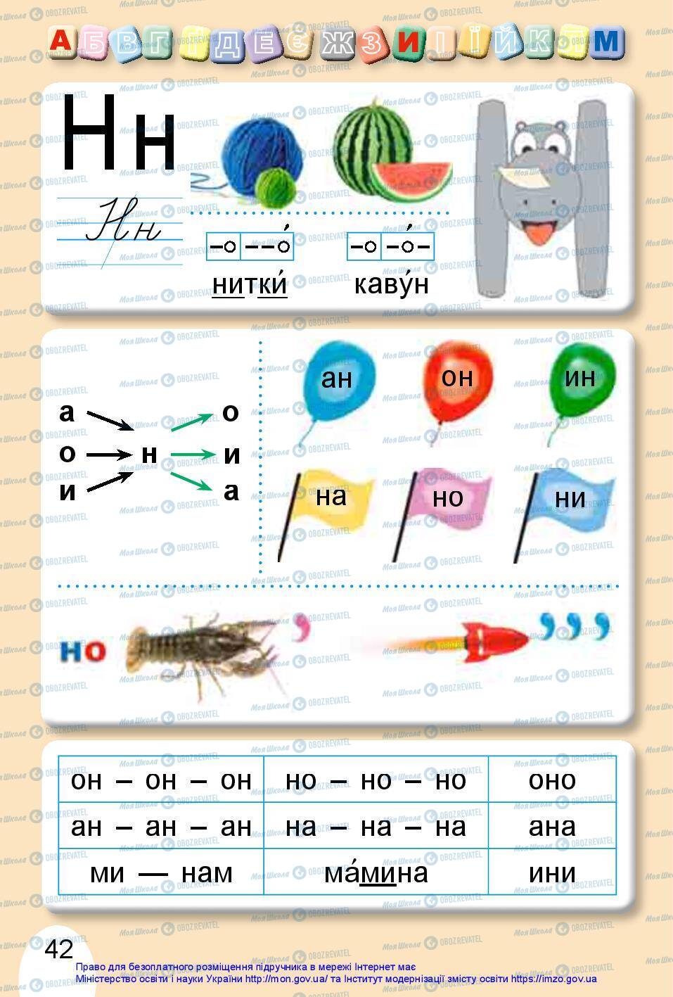 Учебники Укр мова 1 класс страница 42