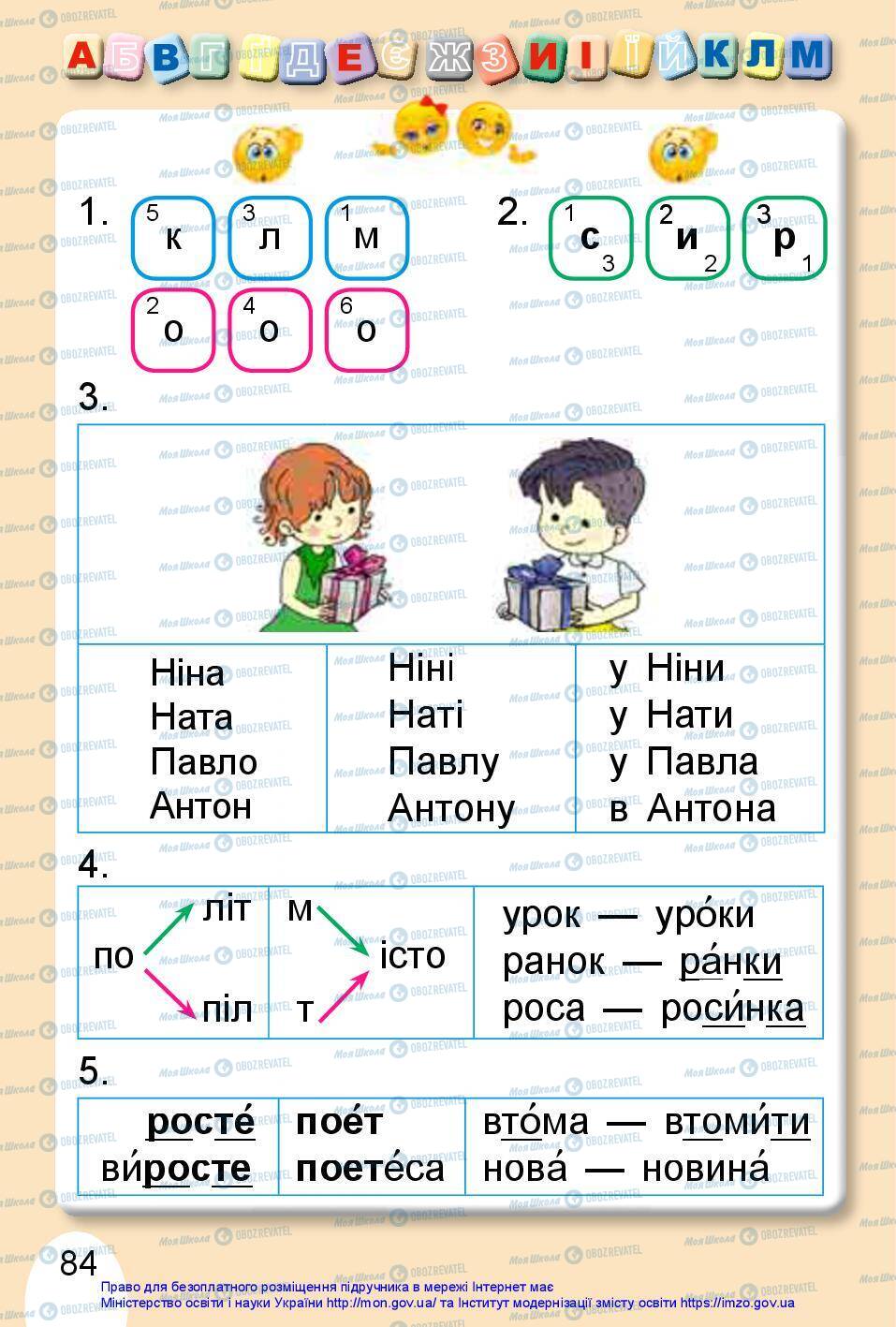 Учебники Укр мова 1 класс страница 84