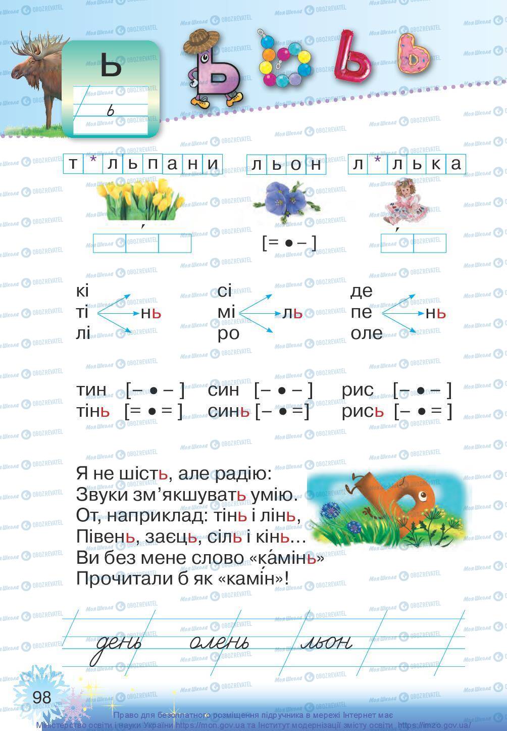 Підручники Українська мова 1 клас сторінка 98