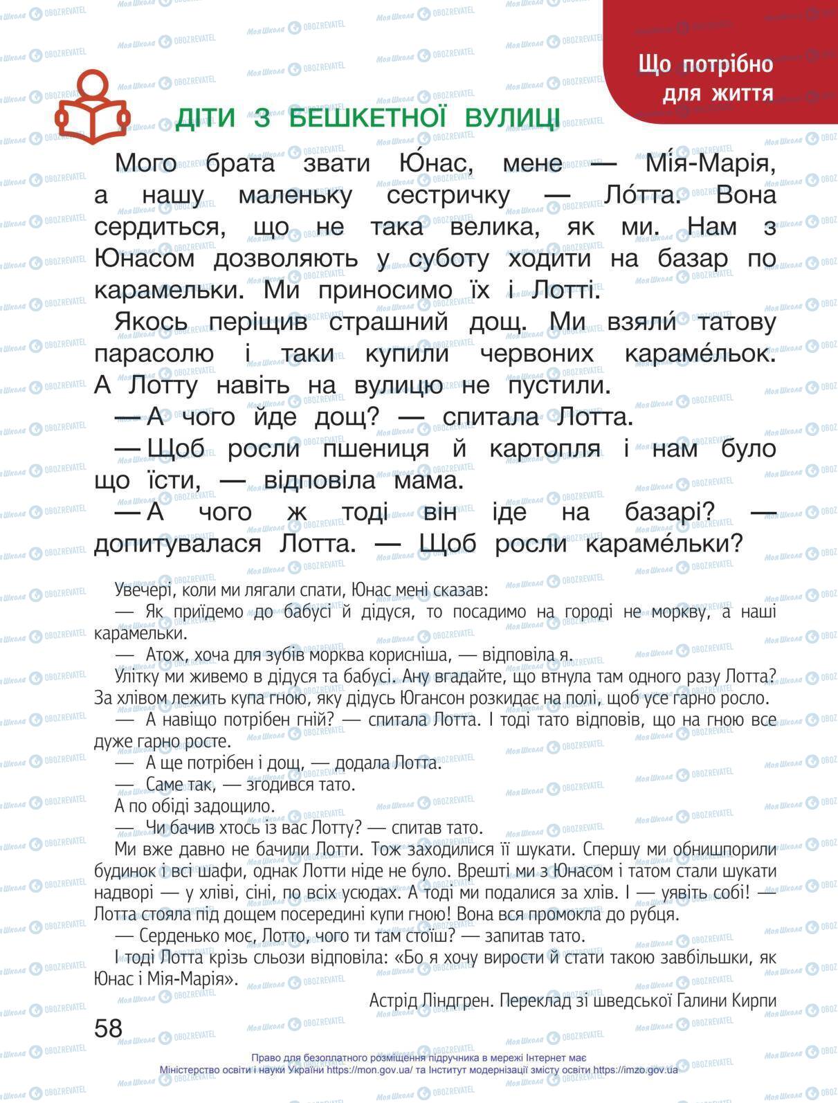 Підручники Українська мова 1 клас сторінка 58