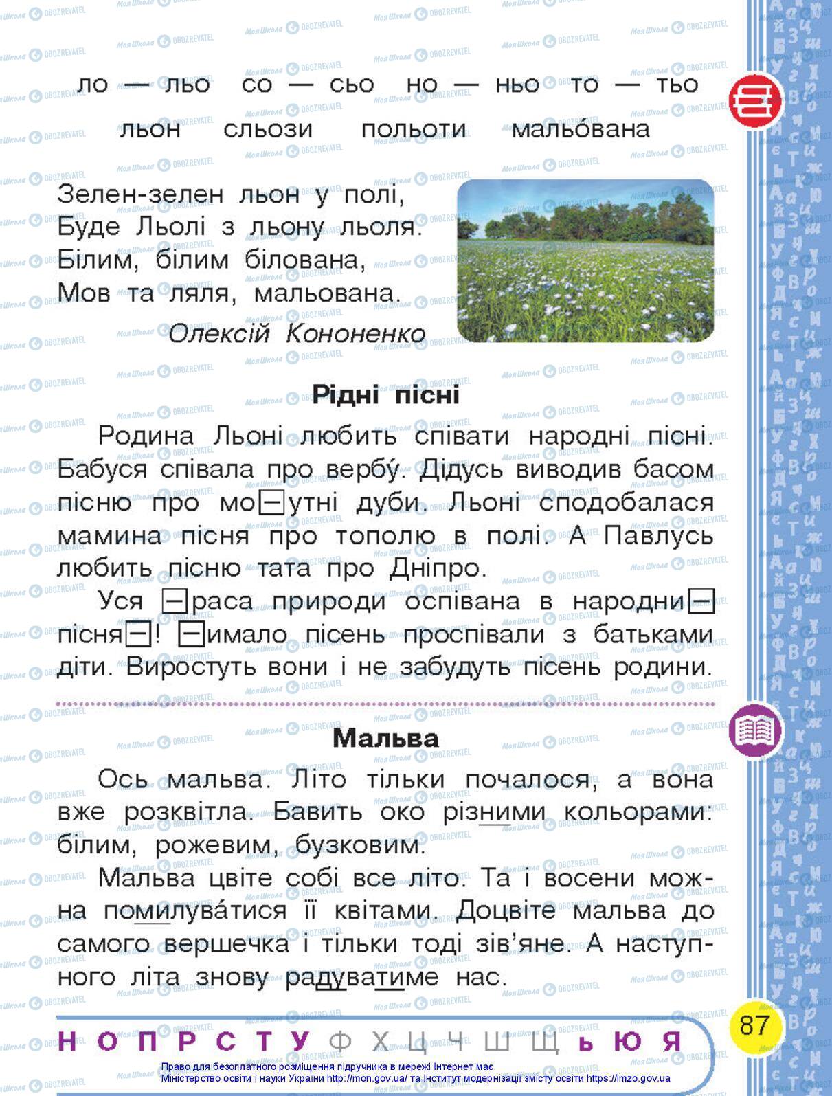 Підручники Українська мова 1 клас сторінка 87