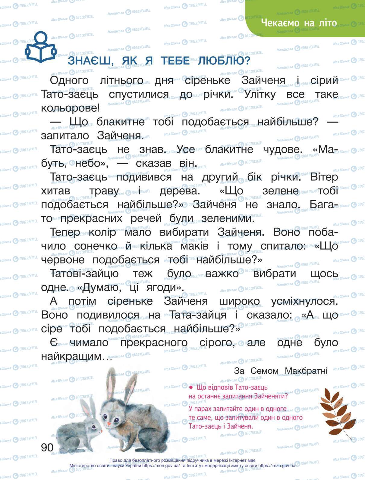 Учебники Укр мова 1 класс страница 90