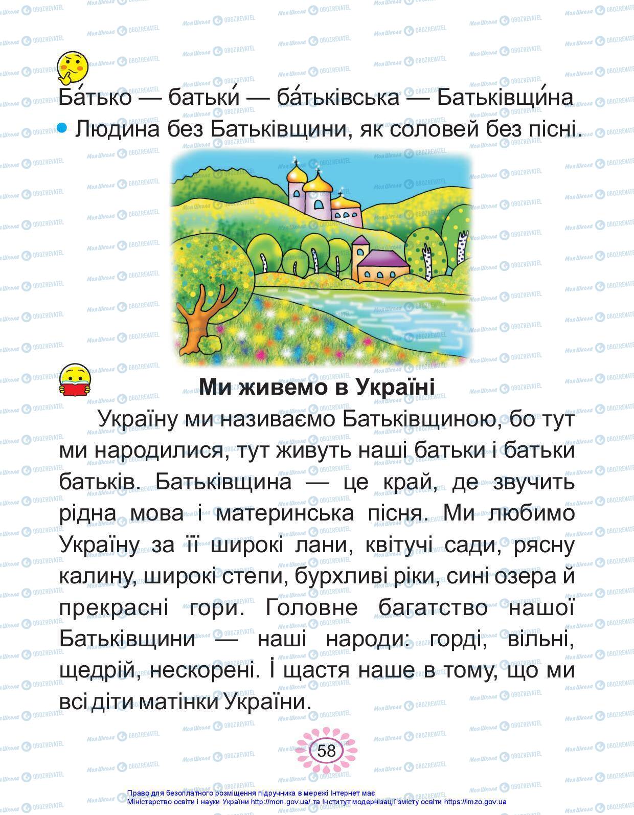 Підручники Українська мова 1 клас сторінка 58