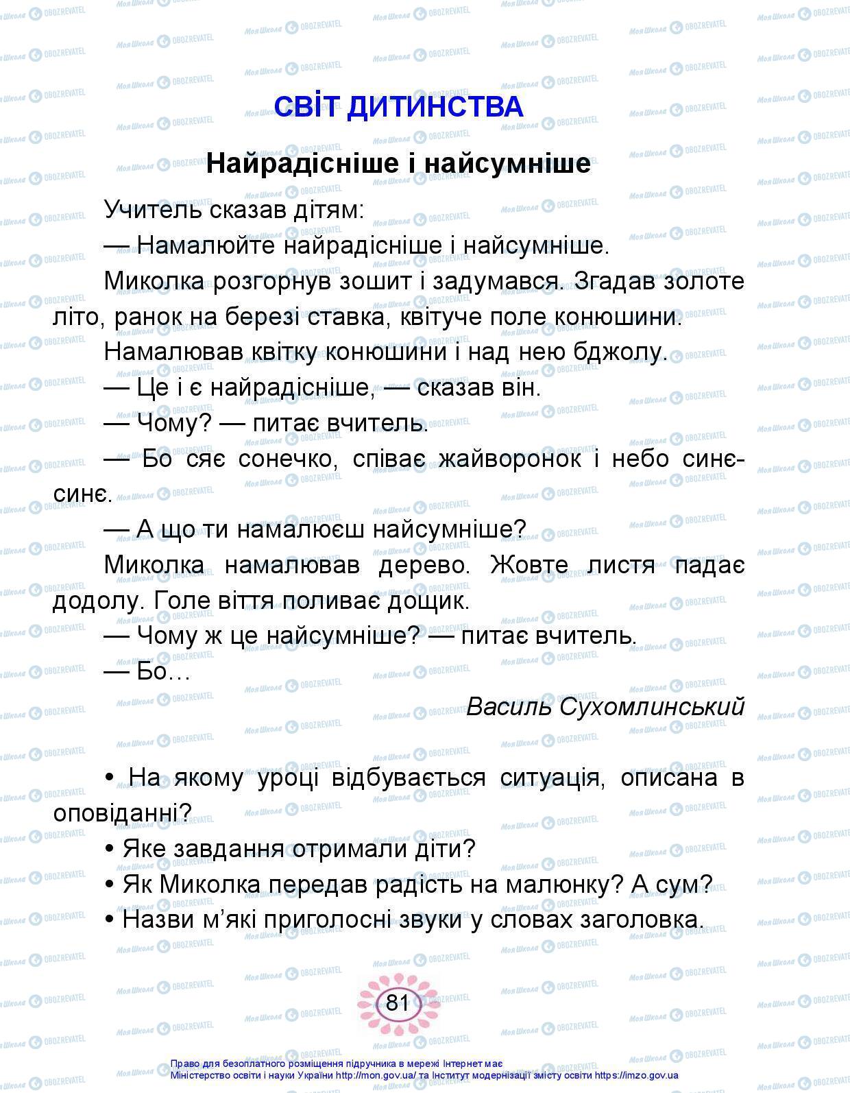 Підручники Українська мова 1 клас сторінка 81