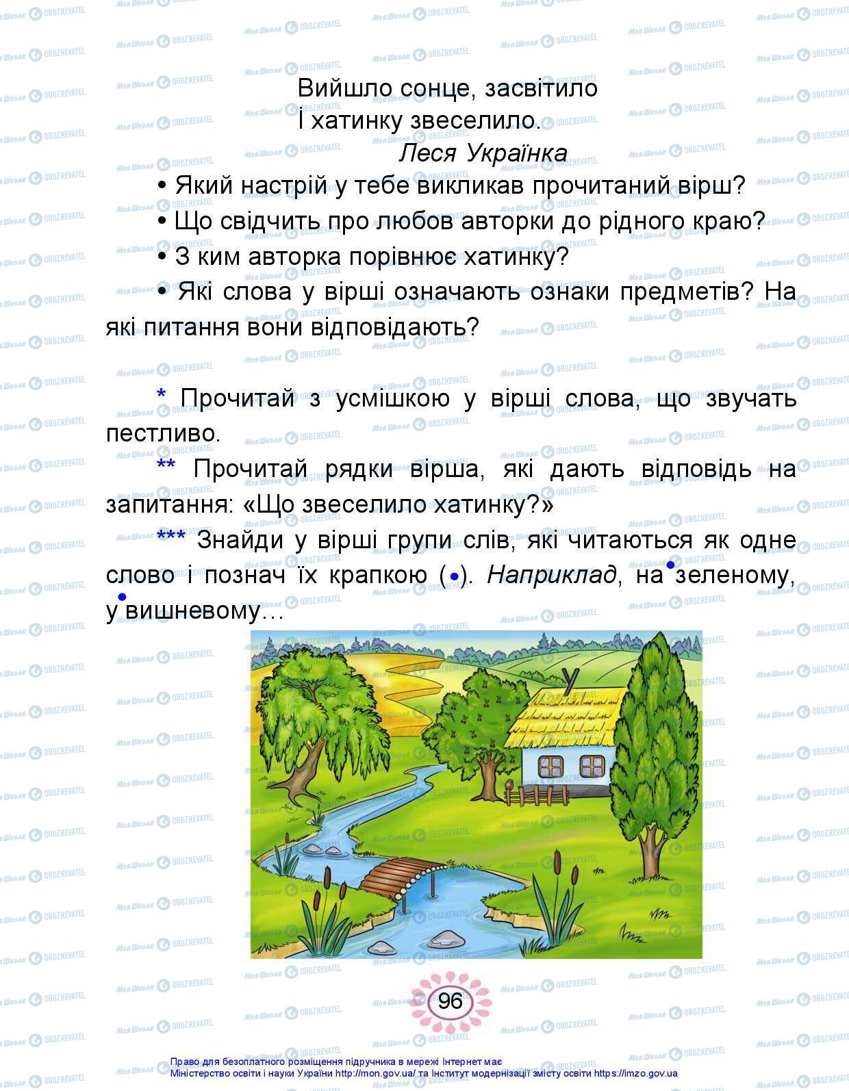 Підручники Українська мова 1 клас сторінка 96