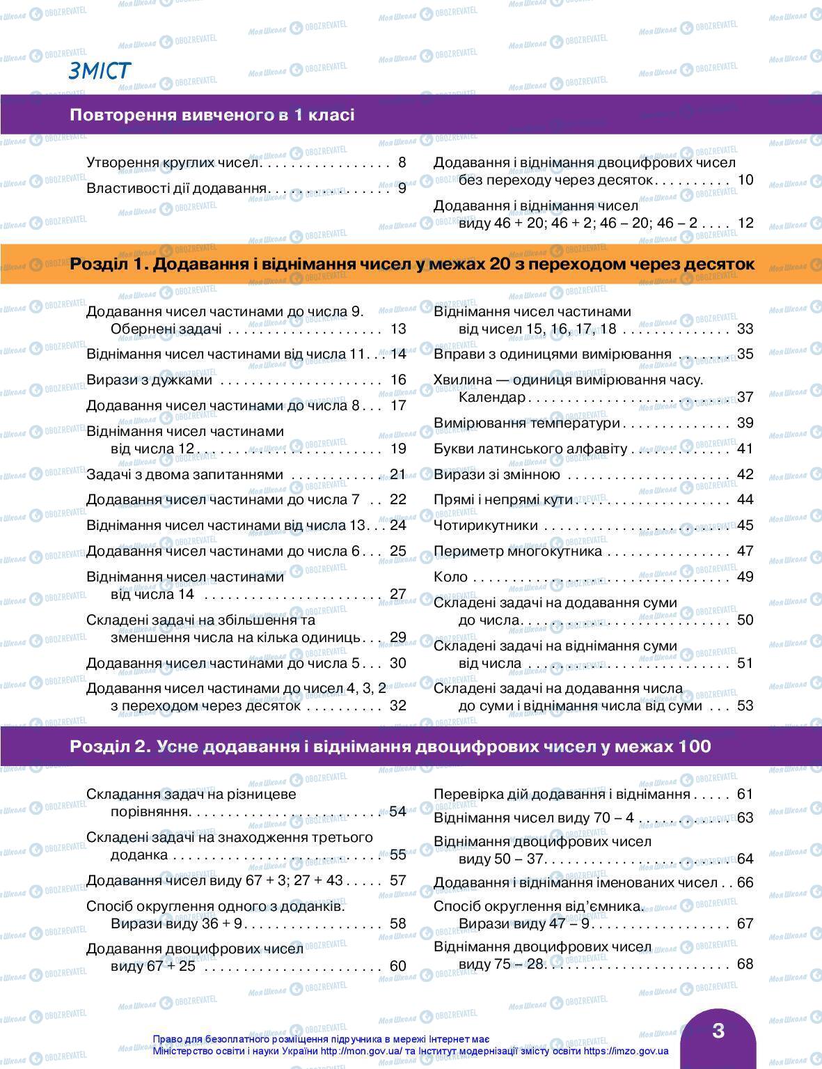 Підручники Математика 2 клас сторінка 3