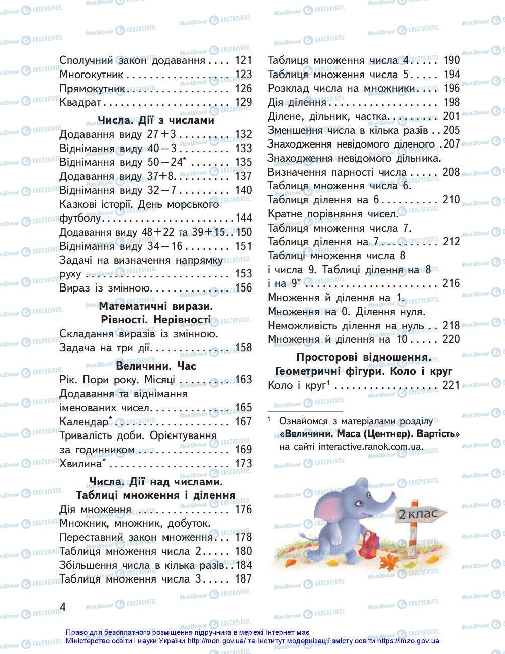 Підручники Математика 2 клас сторінка 4