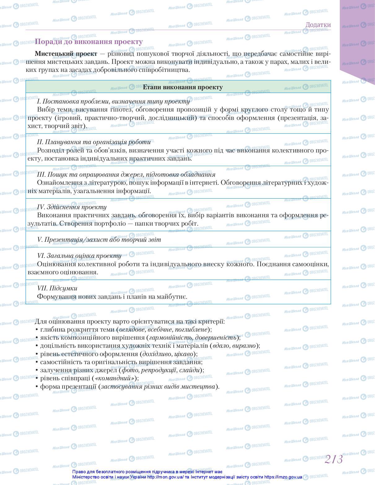 Підручники Мистецтво 10 клас сторінка 213