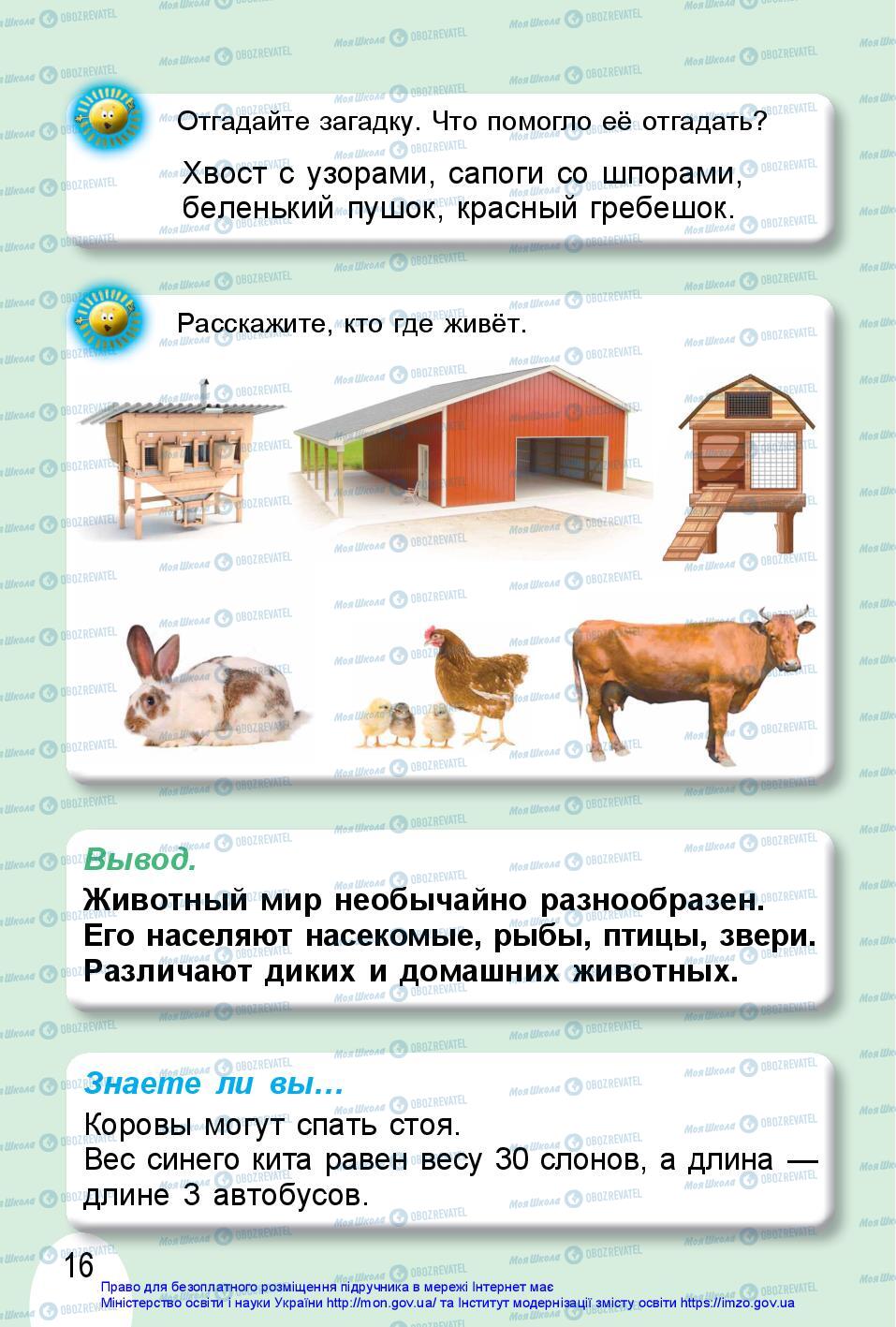 Підручники Я досліджую світ 1 клас сторінка 16