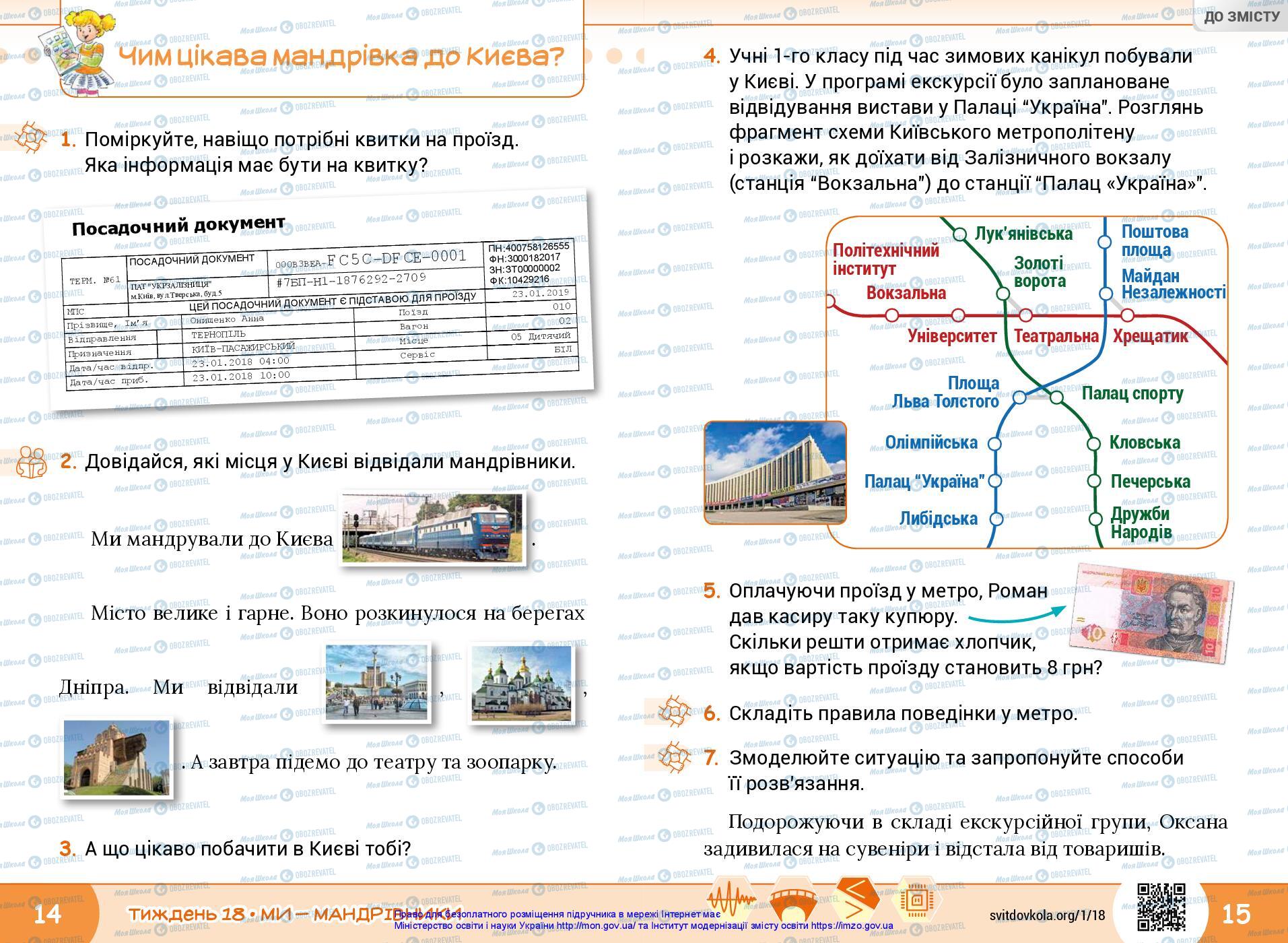 Підручники Я досліджую світ 1 клас сторінка 14-15