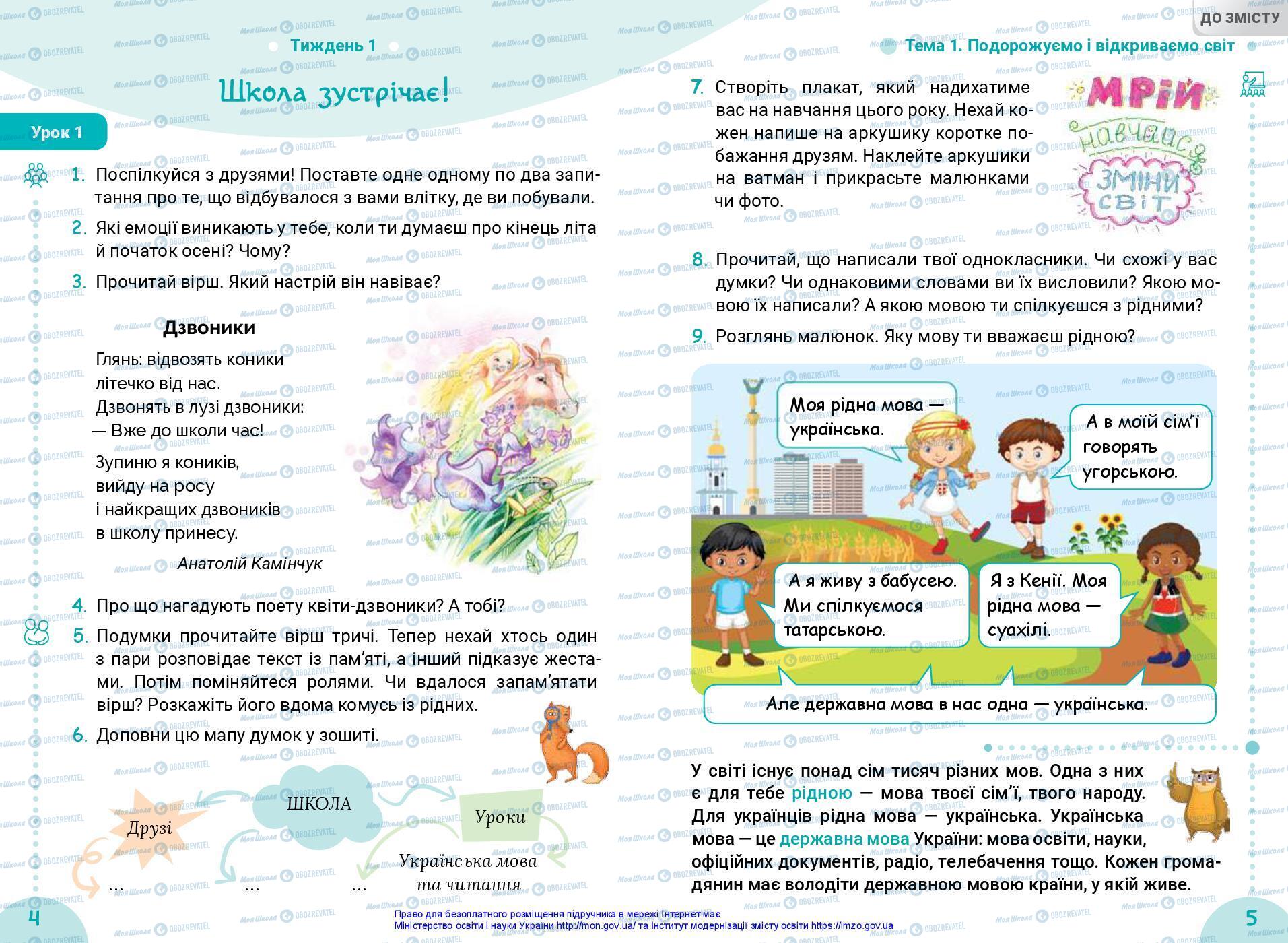 Учебники Укр мова 3 класс страница 4-5