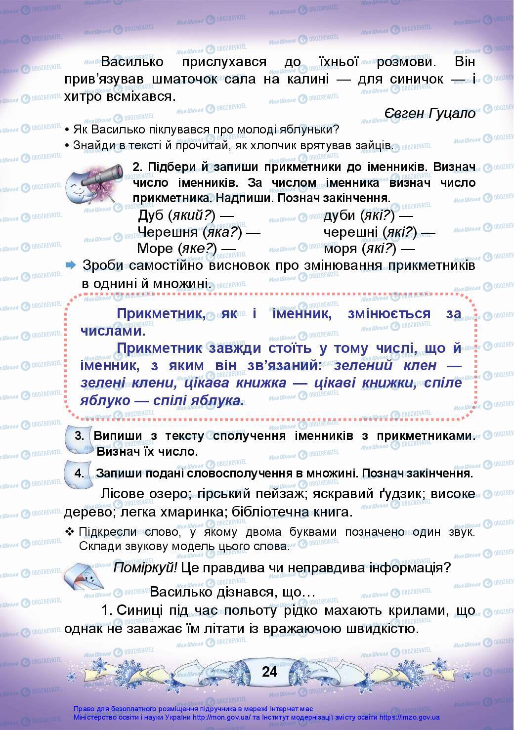 Підручники Українська мова 3 клас сторінка 24