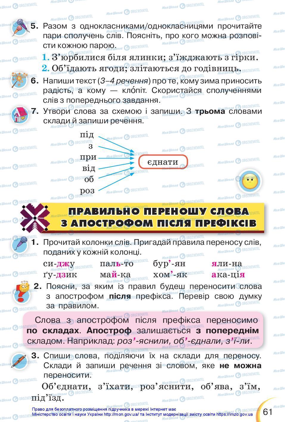 Підручники Українська мова 3 клас сторінка 61