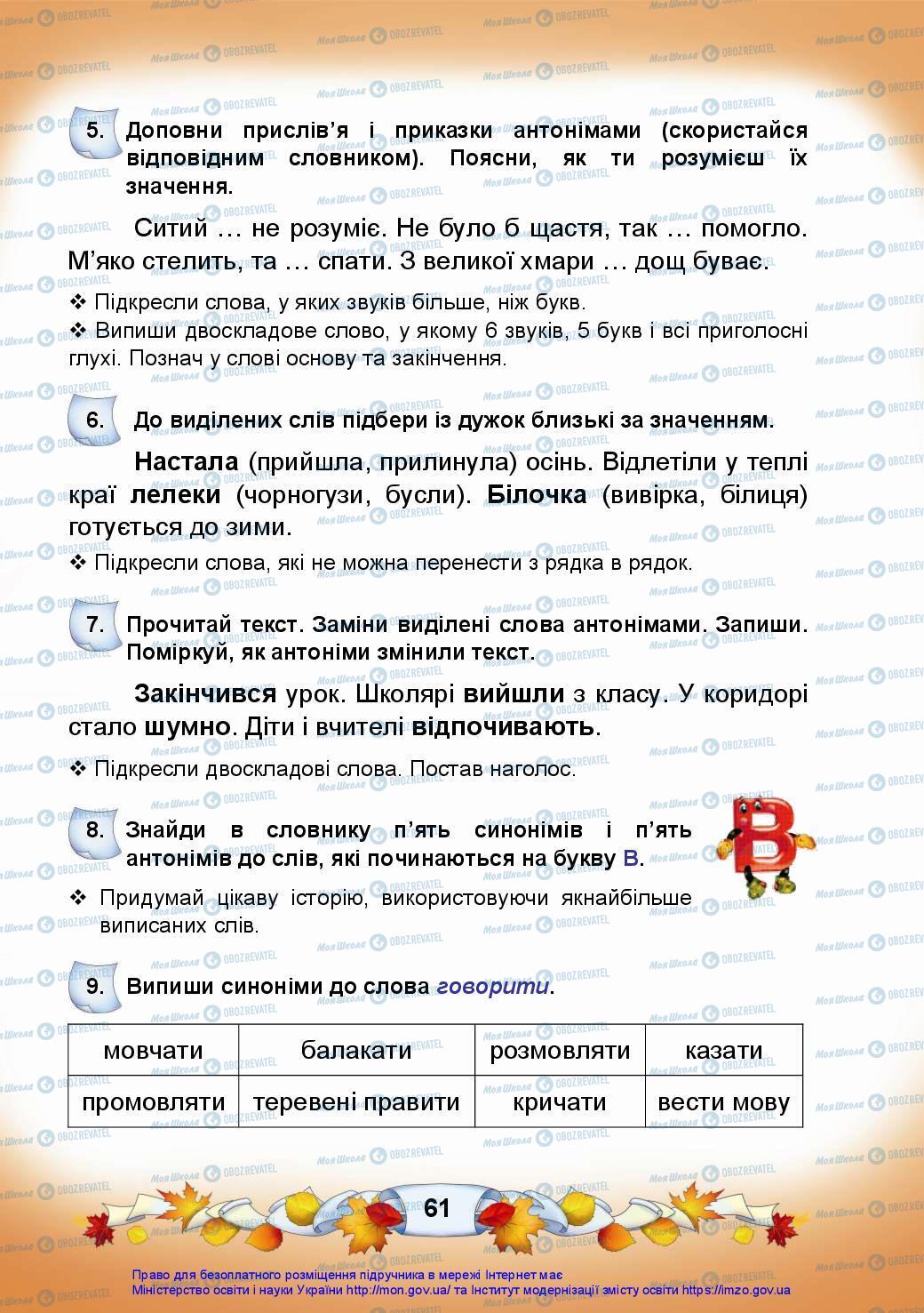 Підручники Українська мова 3 клас сторінка 61