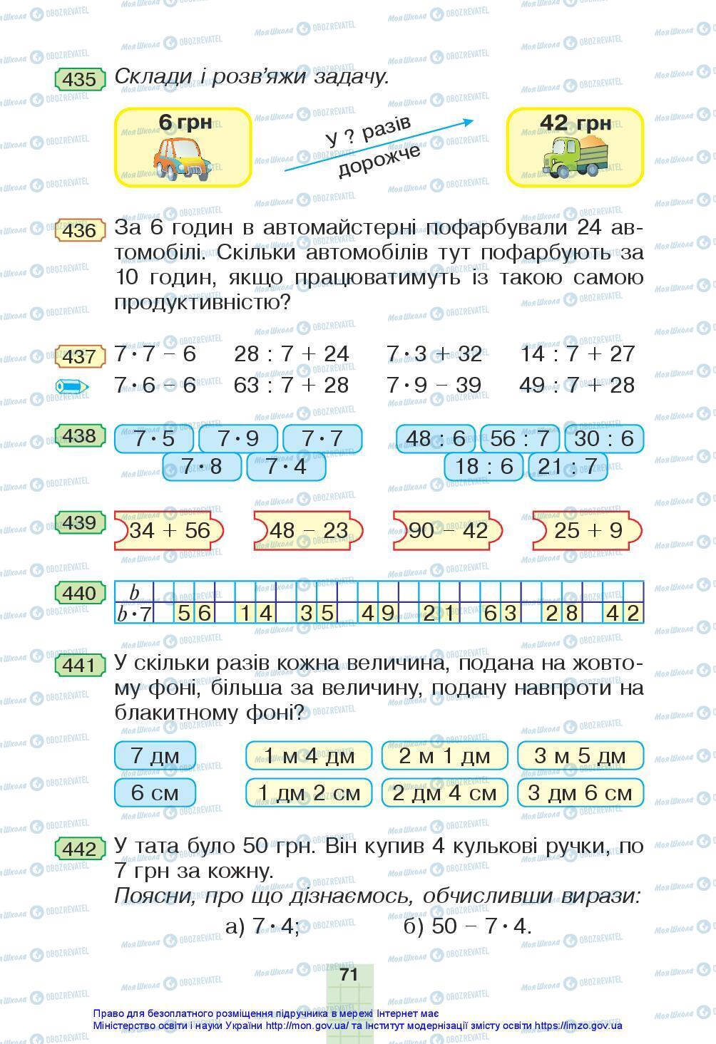 Підручники Математика 3 клас сторінка 71