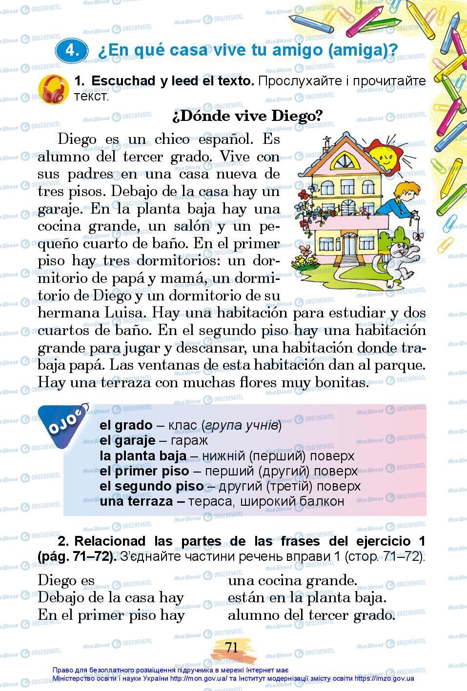 Підручники Іспанська мова 3 клас сторінка 71