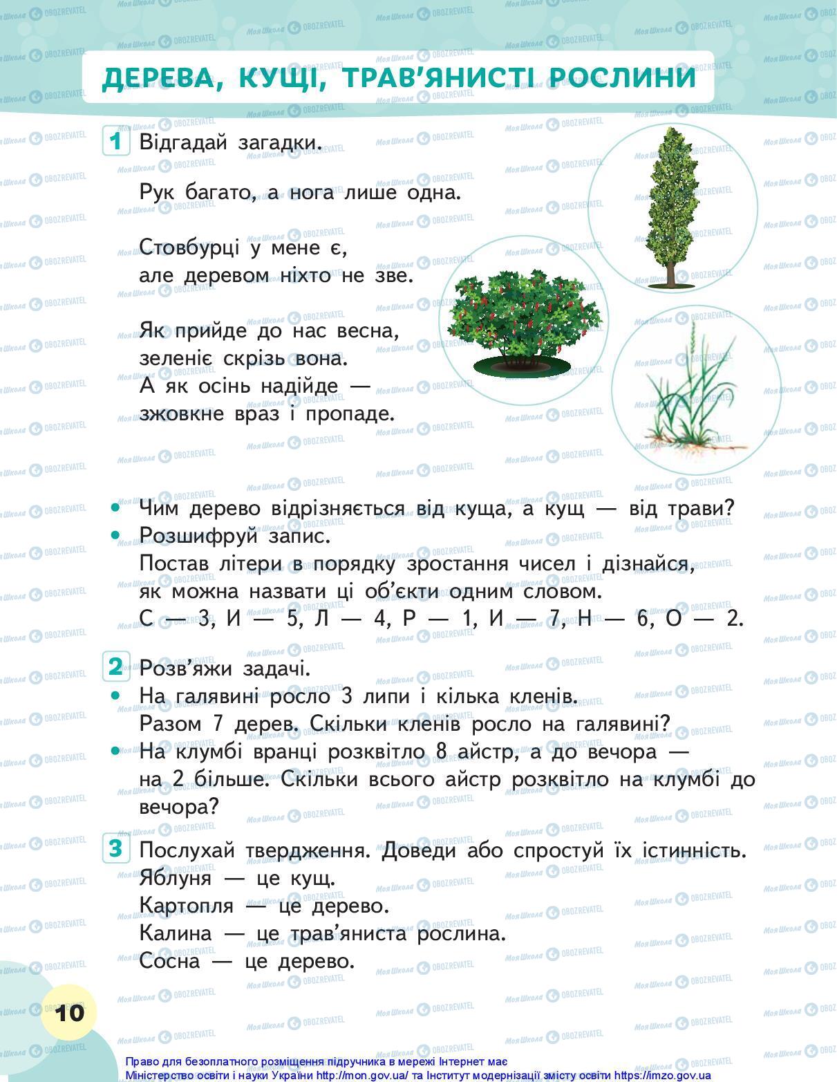 Підручники Я досліджую світ 1 клас сторінка 10
