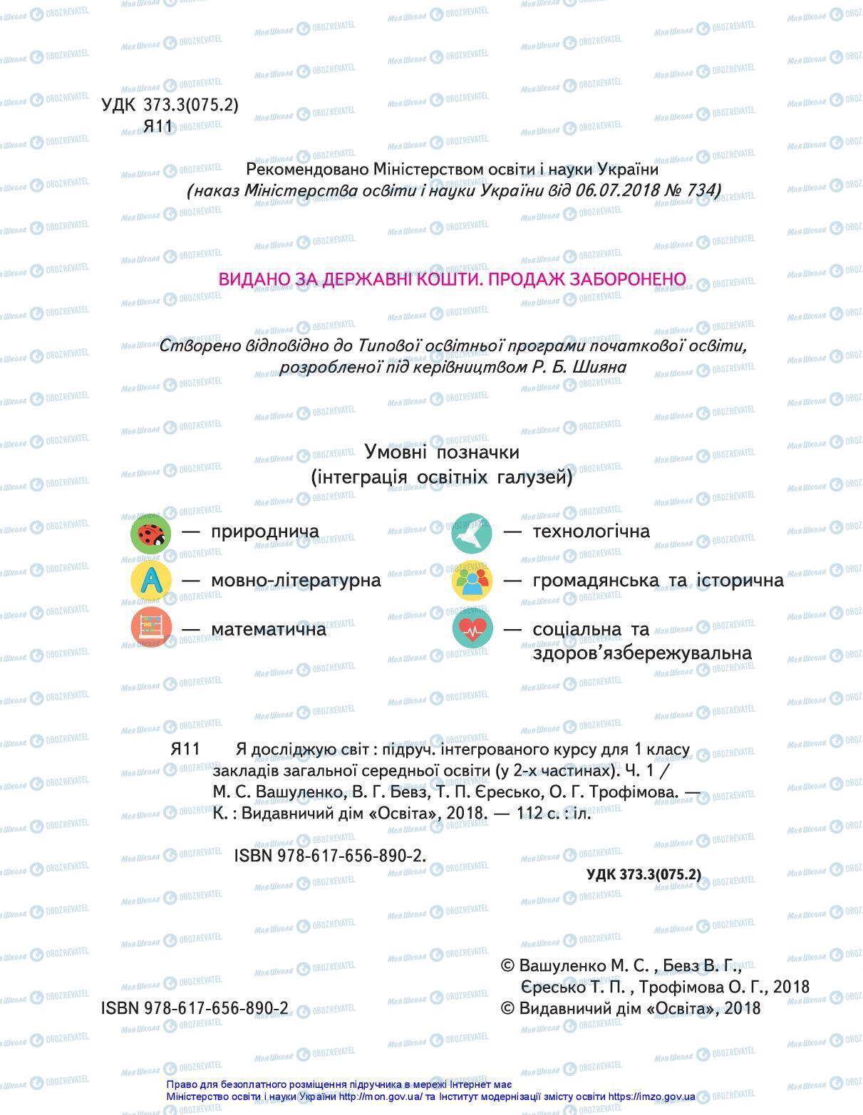 Підручники Я досліджую світ 1 клас сторінка 2