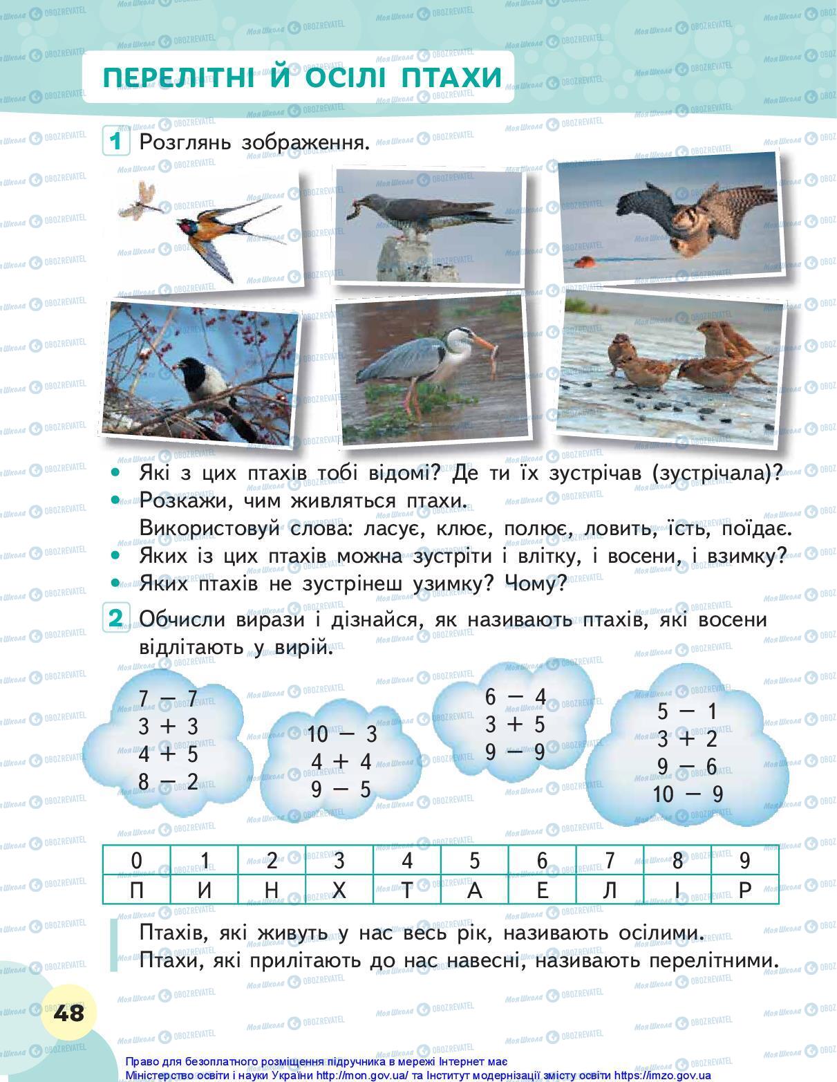 Підручники Я досліджую світ 1 клас сторінка 48