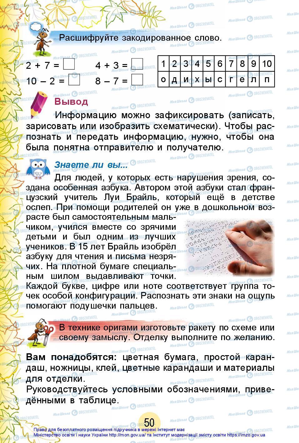 Підручники Я досліджую світ 2 клас сторінка 50