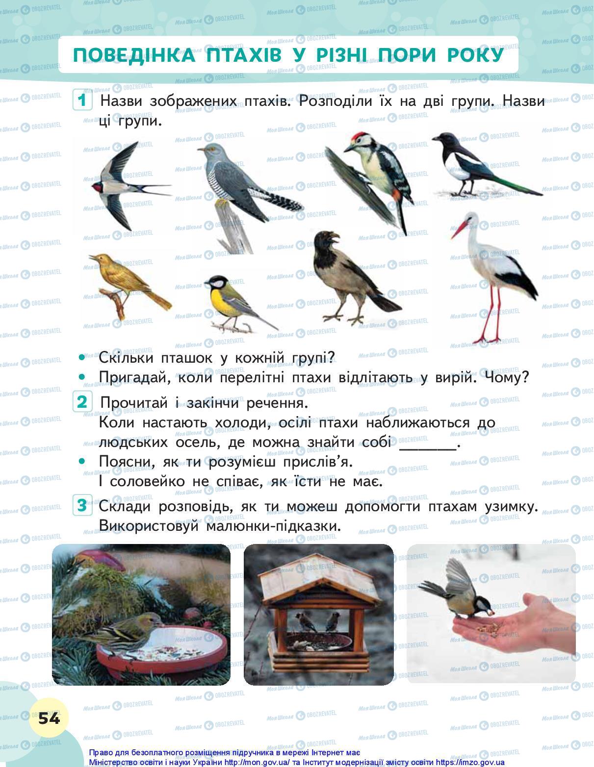 Підручники Я досліджую світ 1 клас сторінка 54