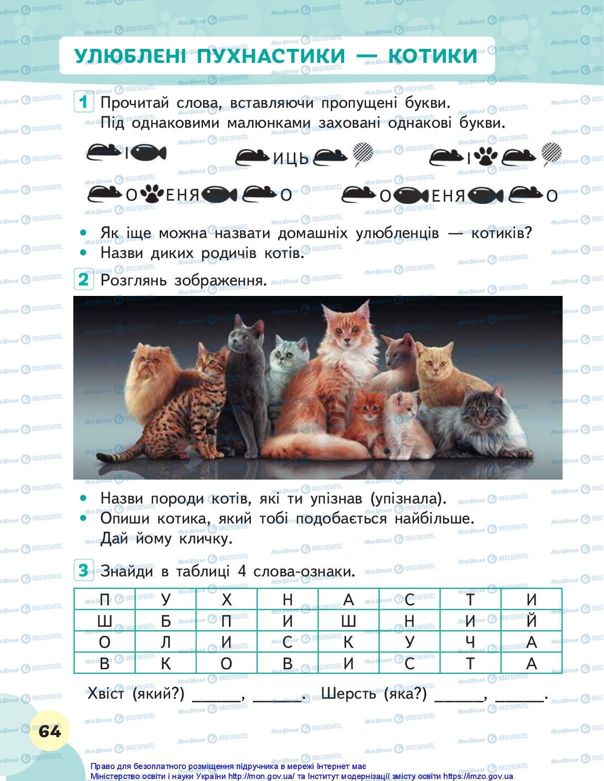 Підручники Я досліджую світ 1 клас сторінка 64