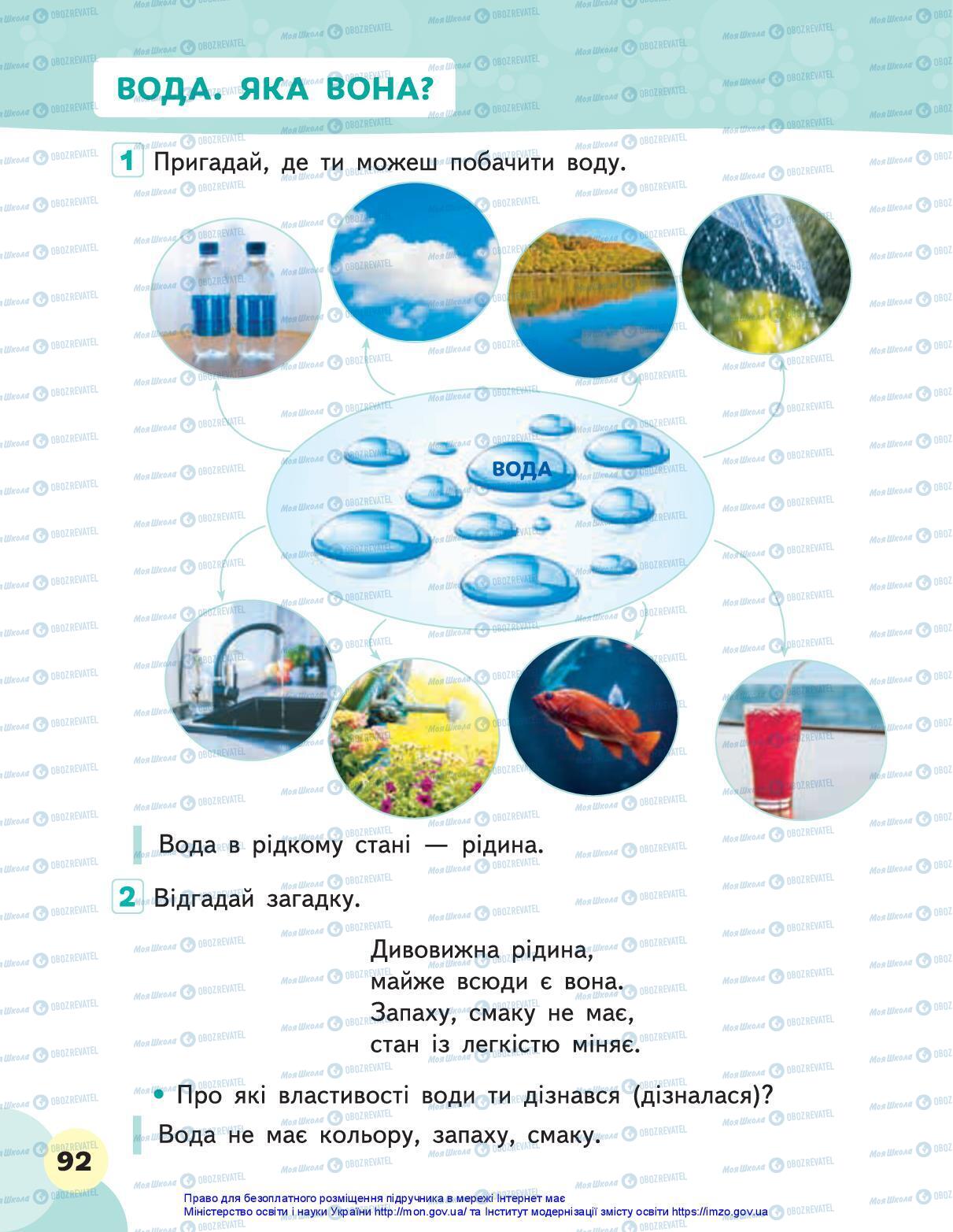 Підручники Я досліджую світ 1 клас сторінка 92