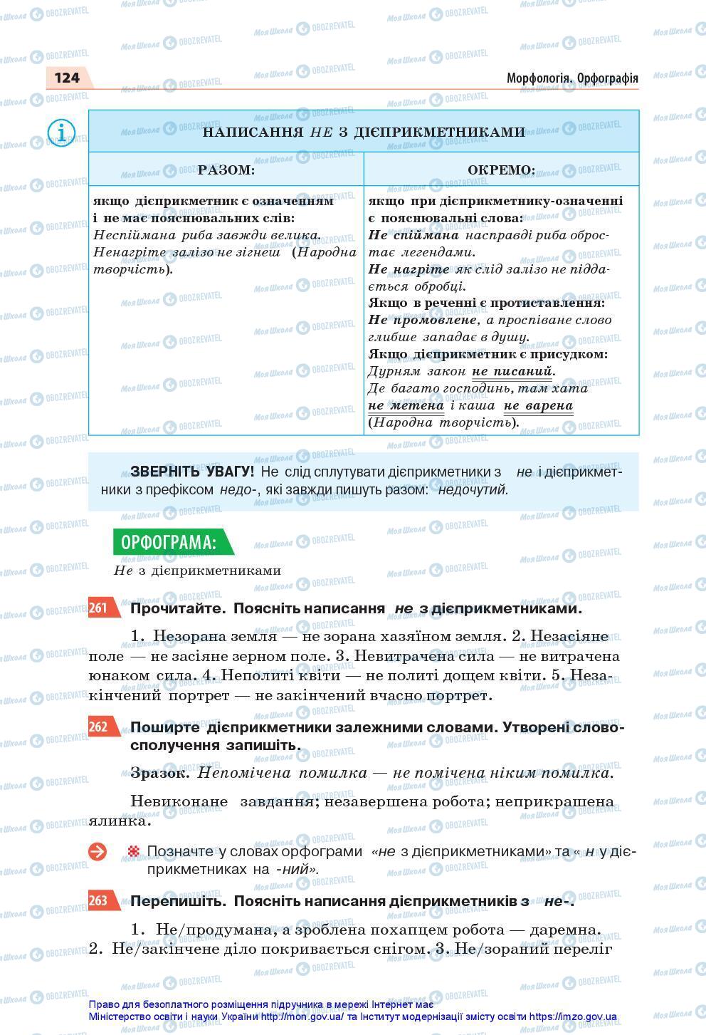 Підручники Українська мова 7 клас сторінка 124