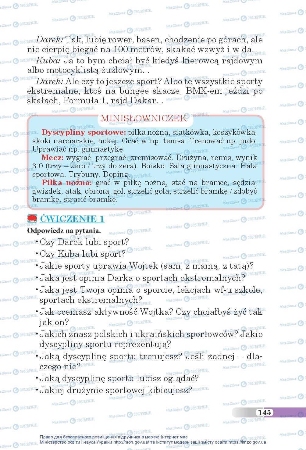 Підручники Польська мова 5 клас сторінка 145