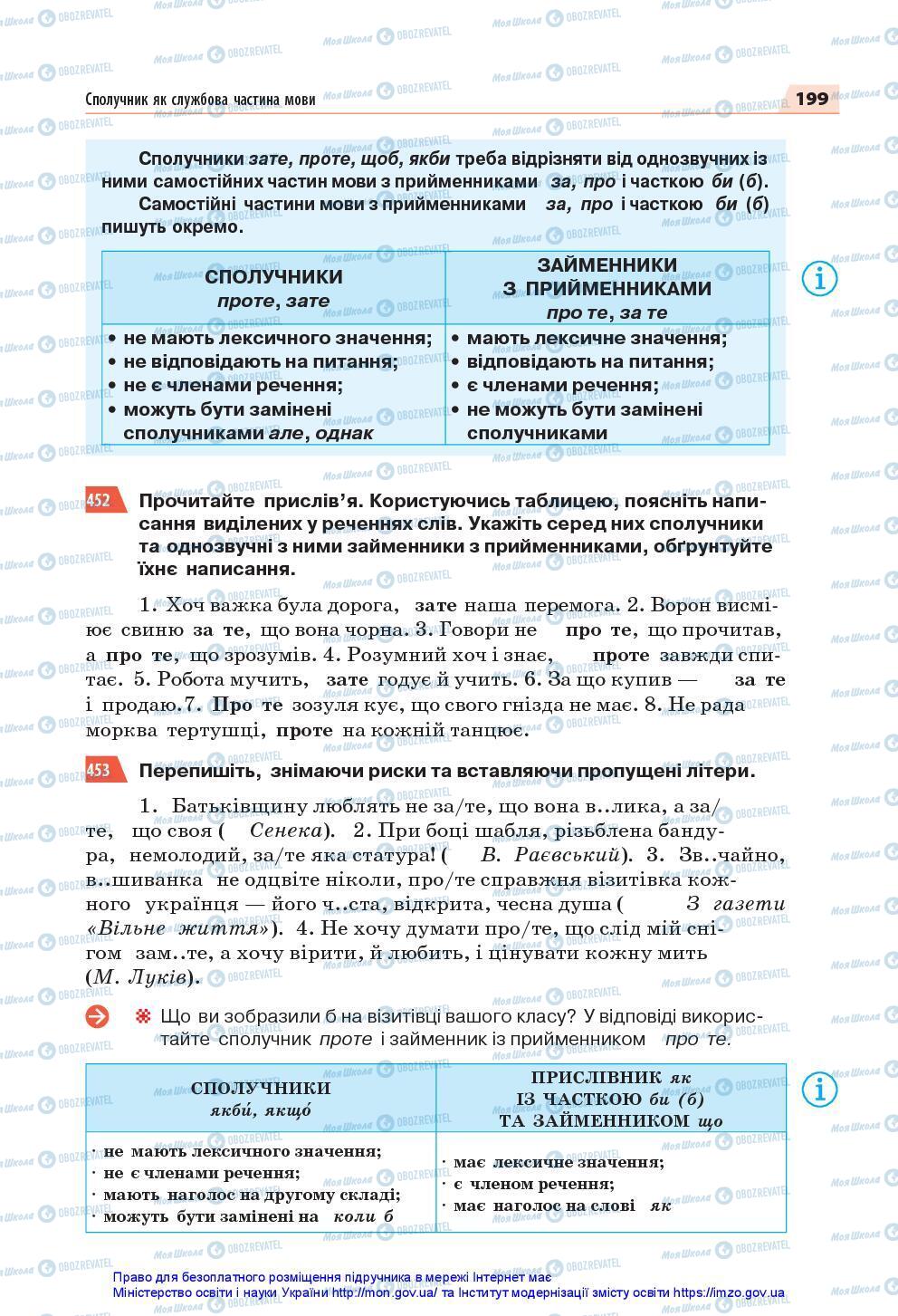 Підручники Українська мова 7 клас сторінка 199