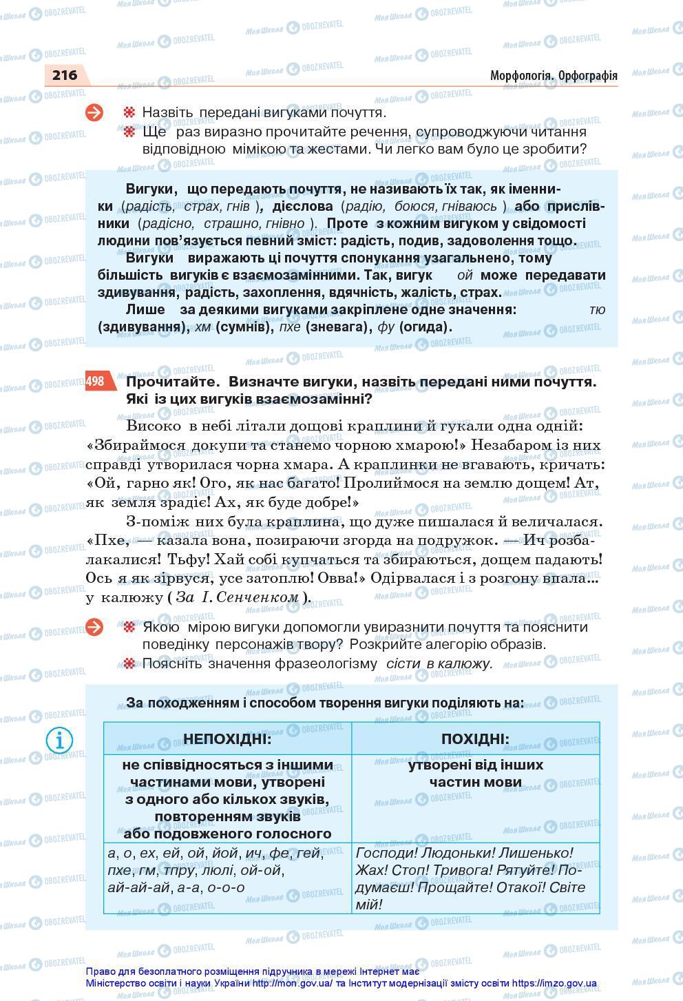 Учебники Укр мова 7 класс страница 216