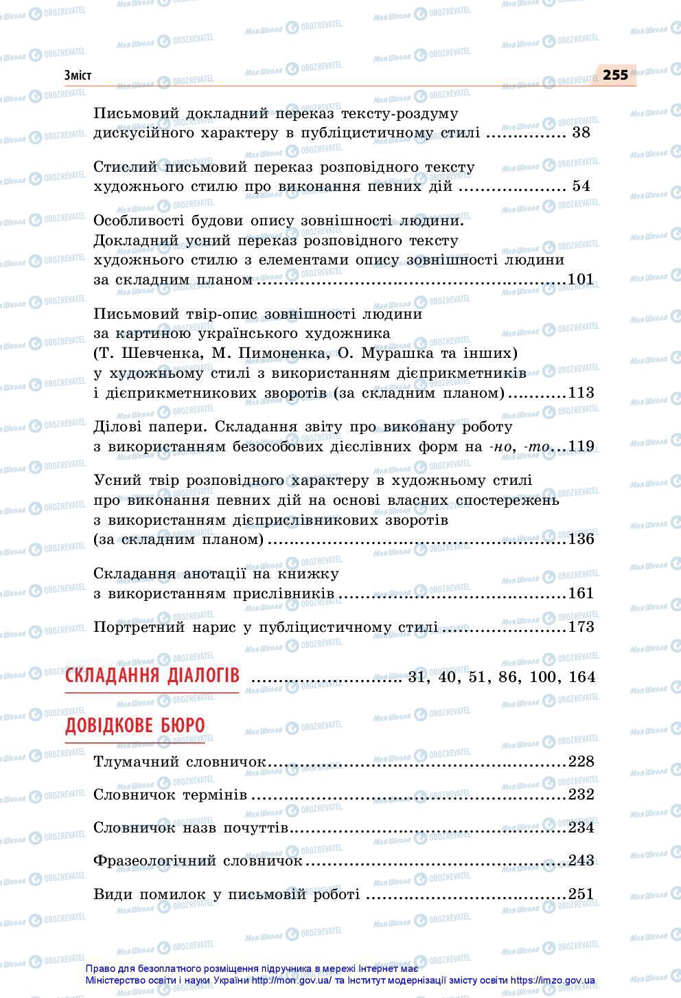 Підручники Українська мова 7 клас сторінка 255