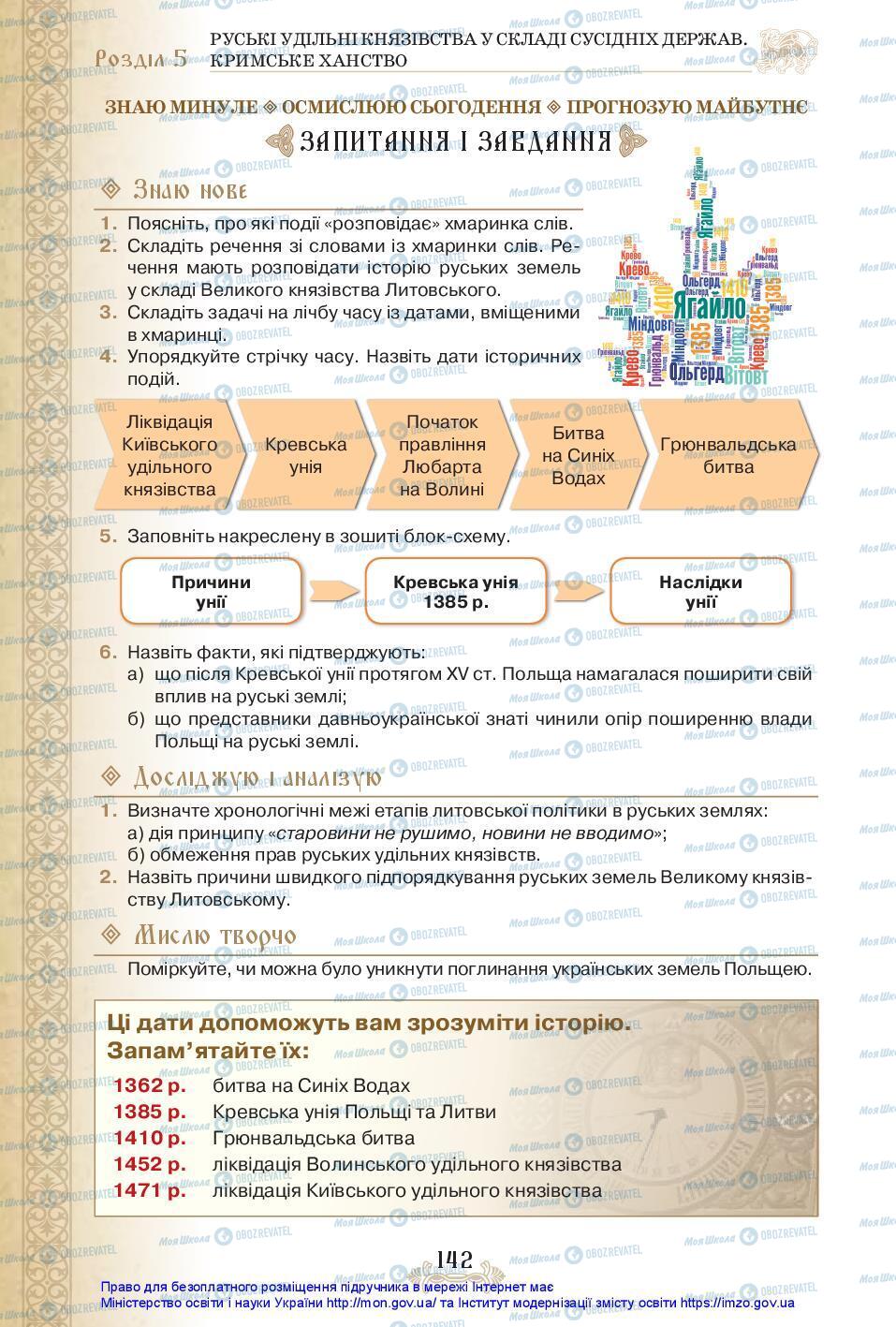 Підручники Історія України 7 клас сторінка 142