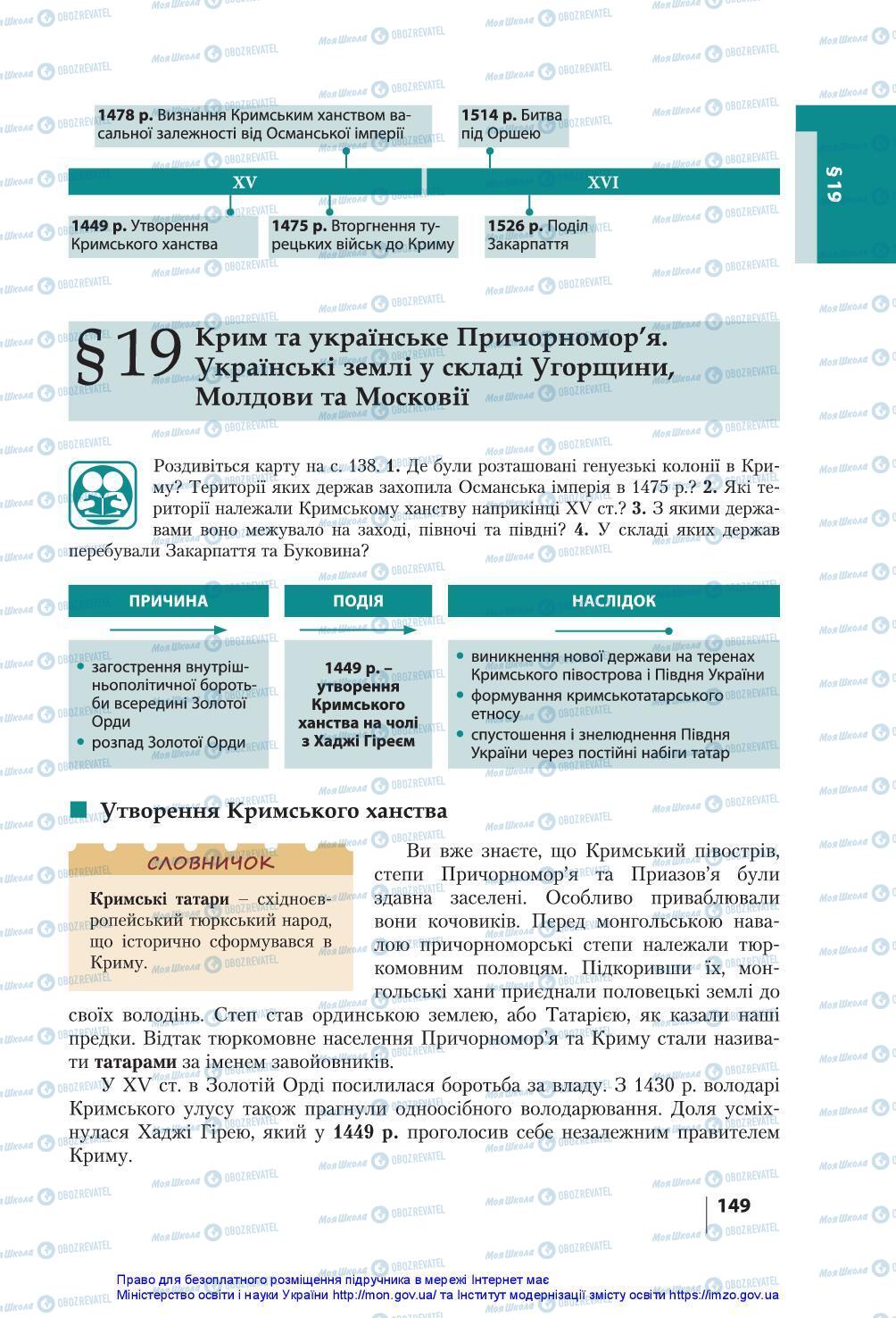 Підручники Історія України 7 клас сторінка 149