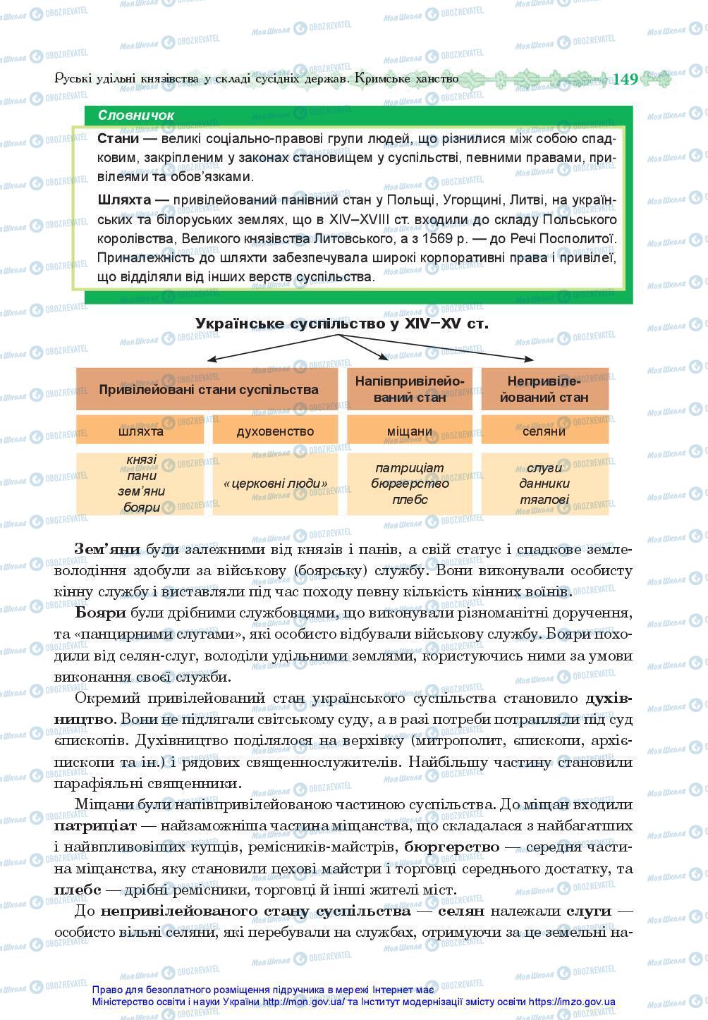 Учебники История Украины 7 класс страница 149