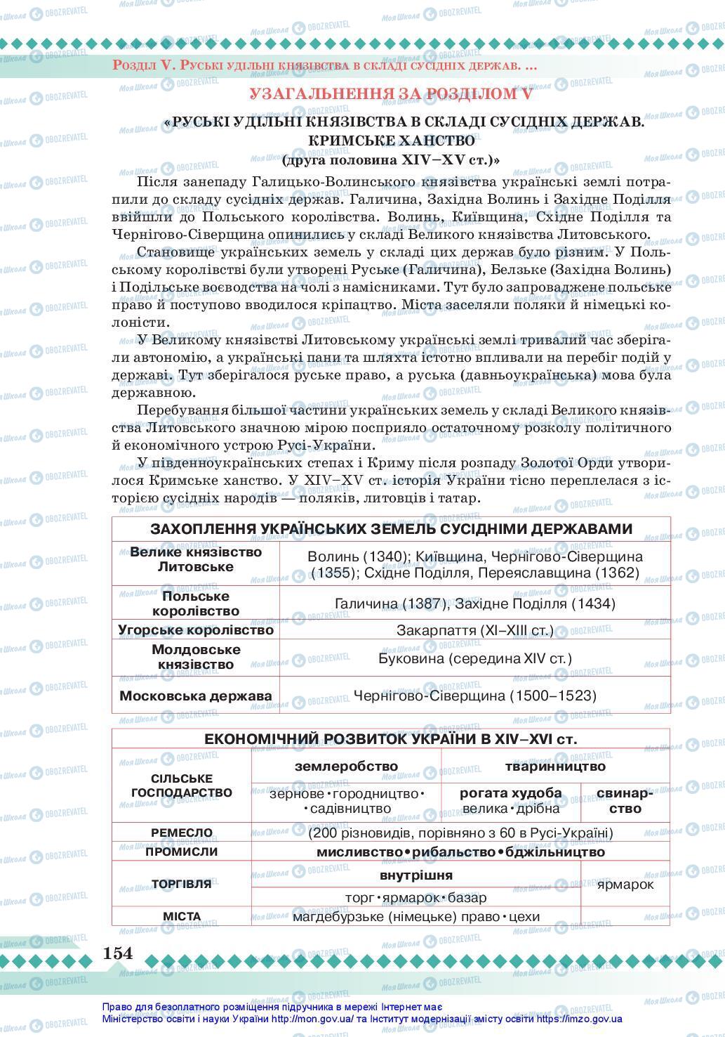 Учебники История Украины 7 класс страница 154