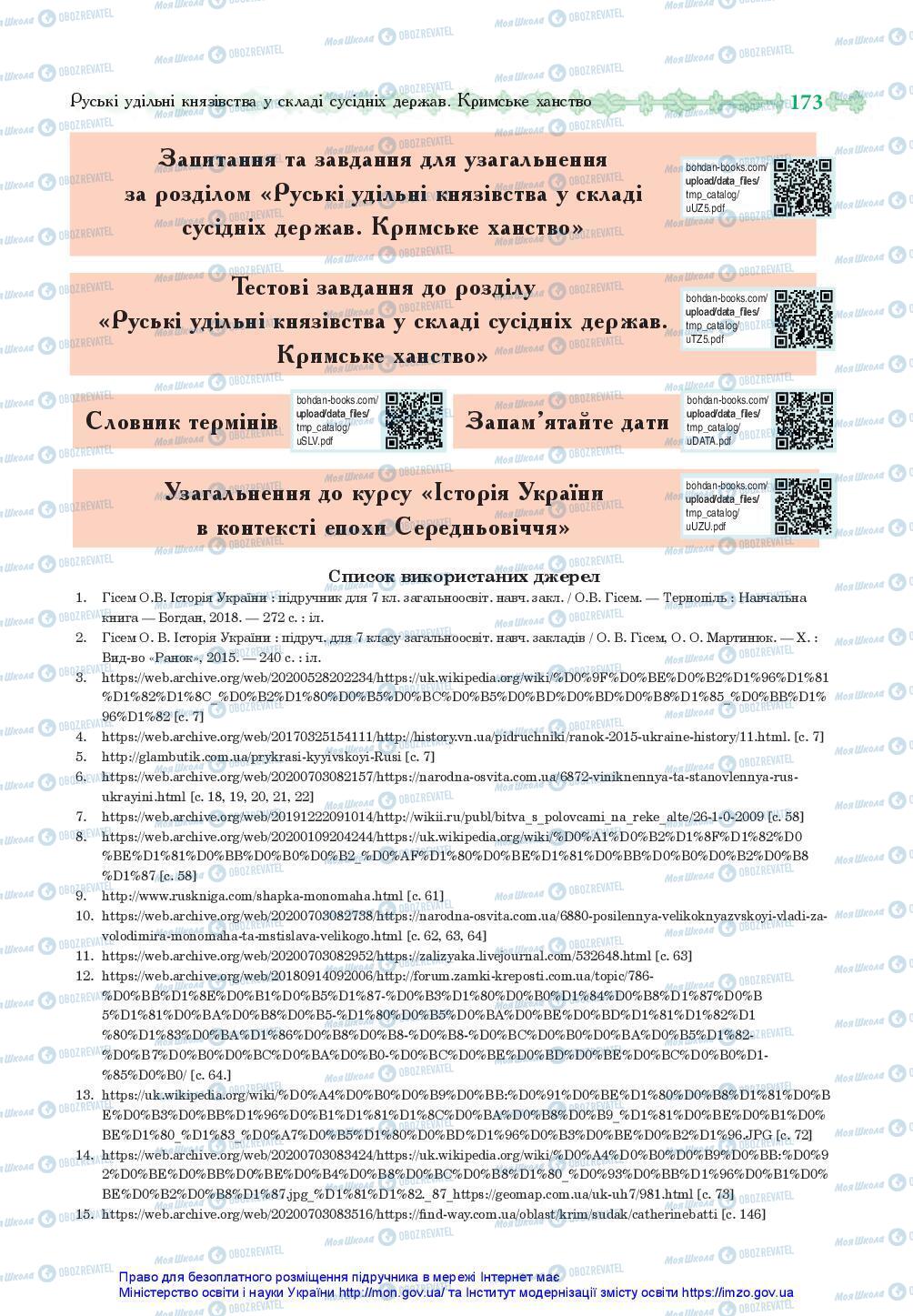 Підручники Історія України 7 клас сторінка 173