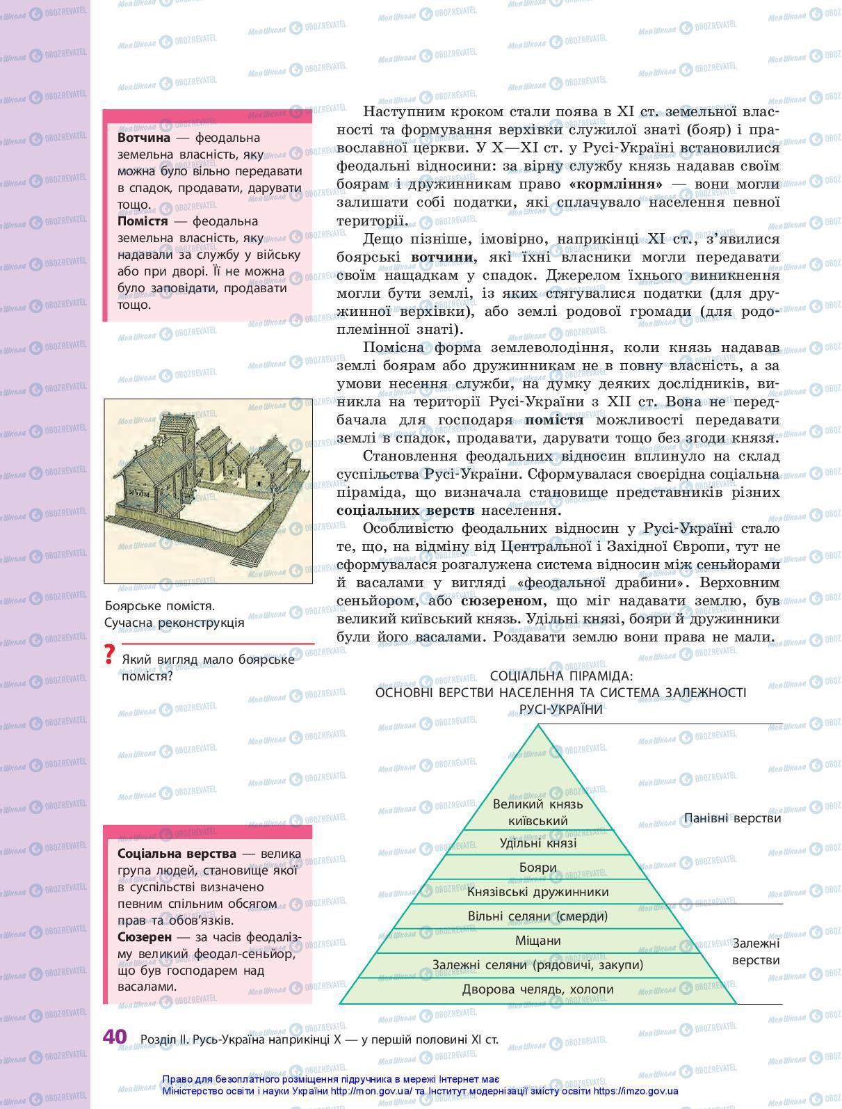 Учебники История Украины 7 класс страница 40