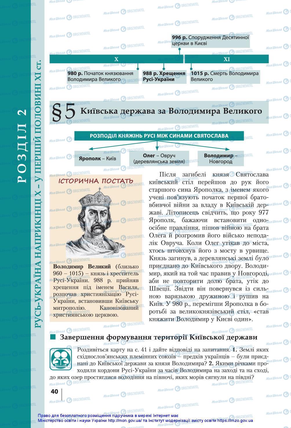 Підручники Історія України 7 клас сторінка 40