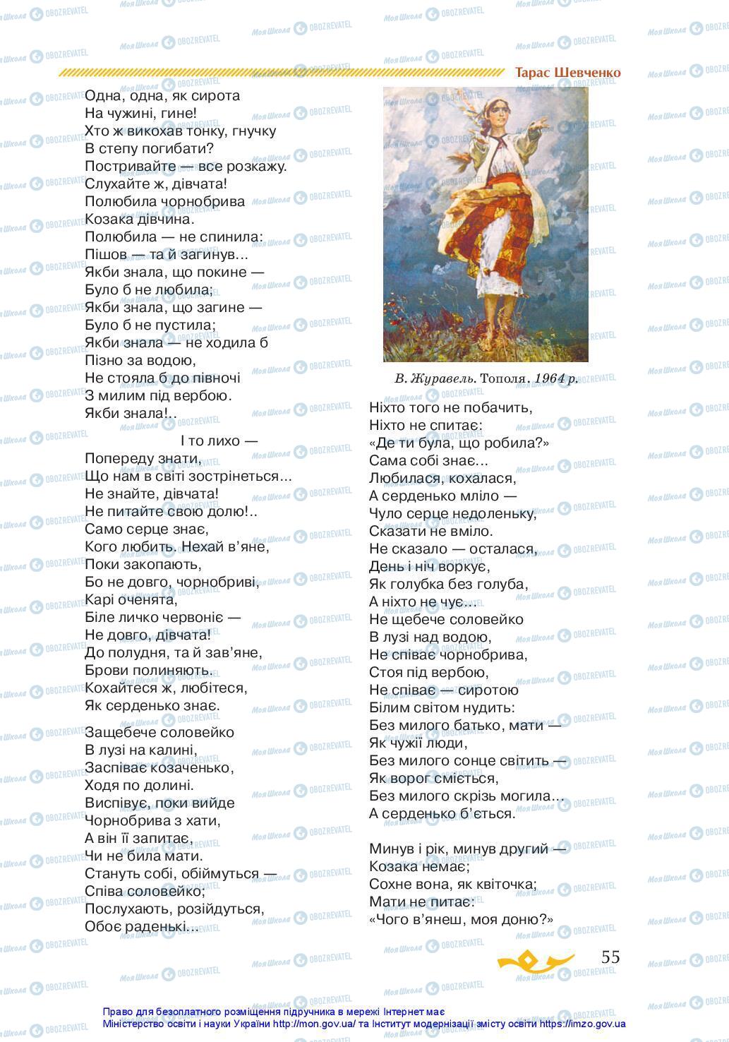 Підручники Українська література 7 клас сторінка 55