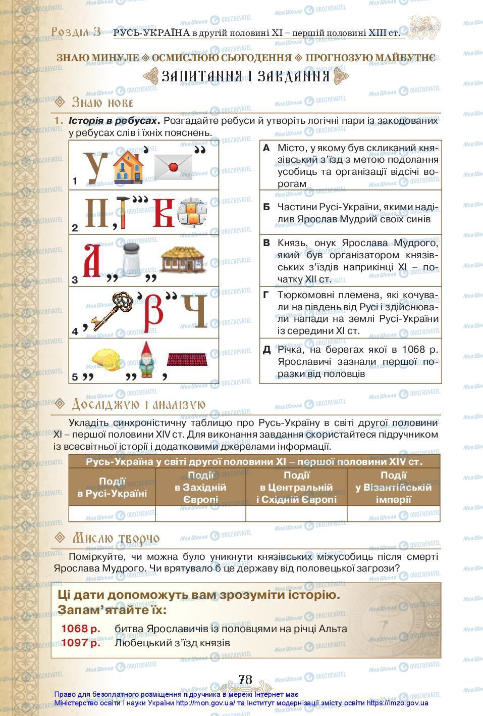 Учебники История Украины 7 класс страница 78