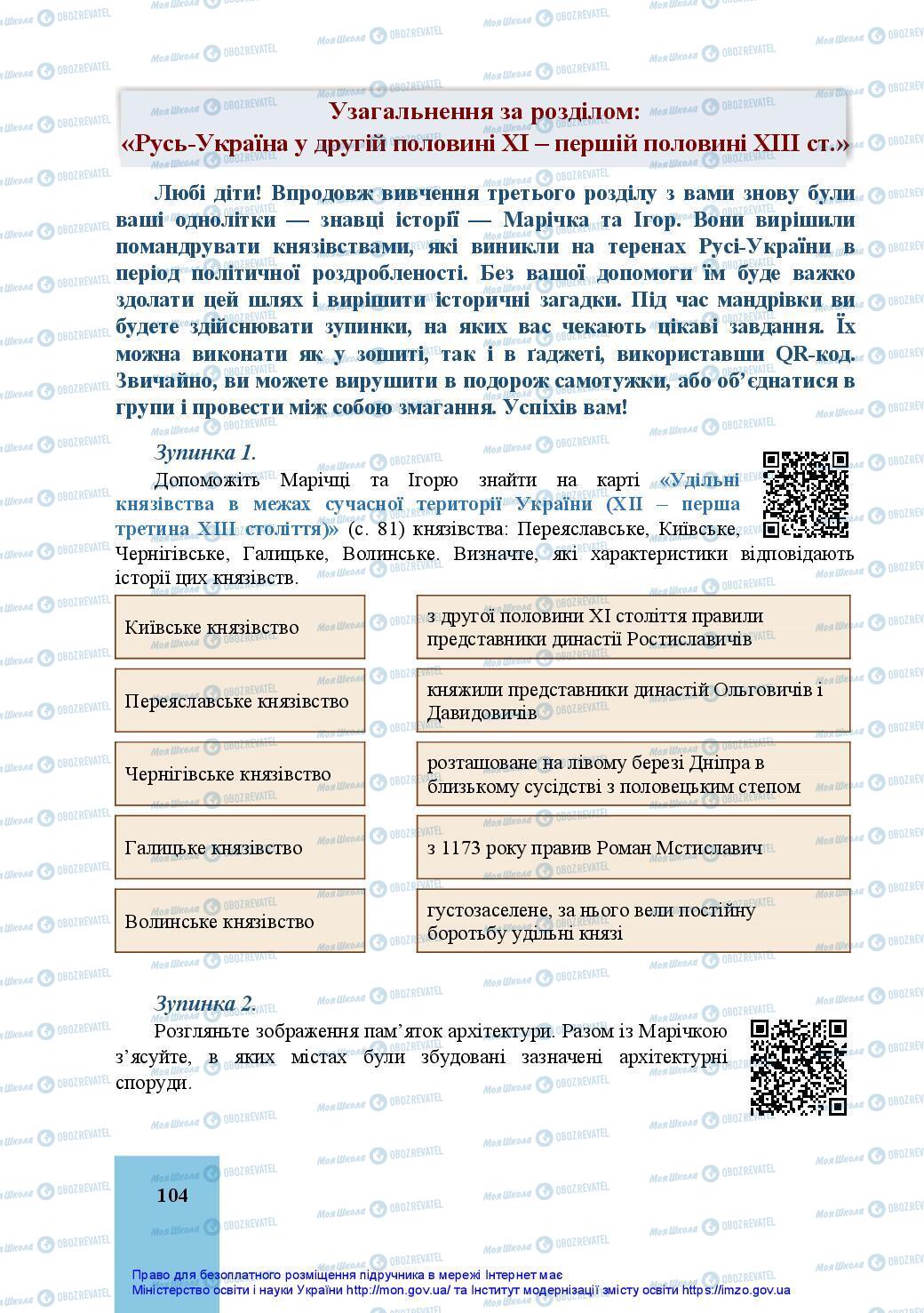 Підручники Історія України 7 клас сторінка 104