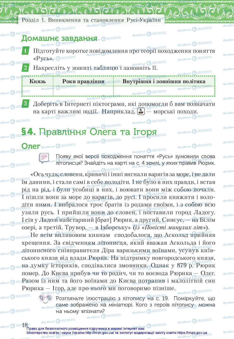 Учебники История Украины 7 класс страница 18
