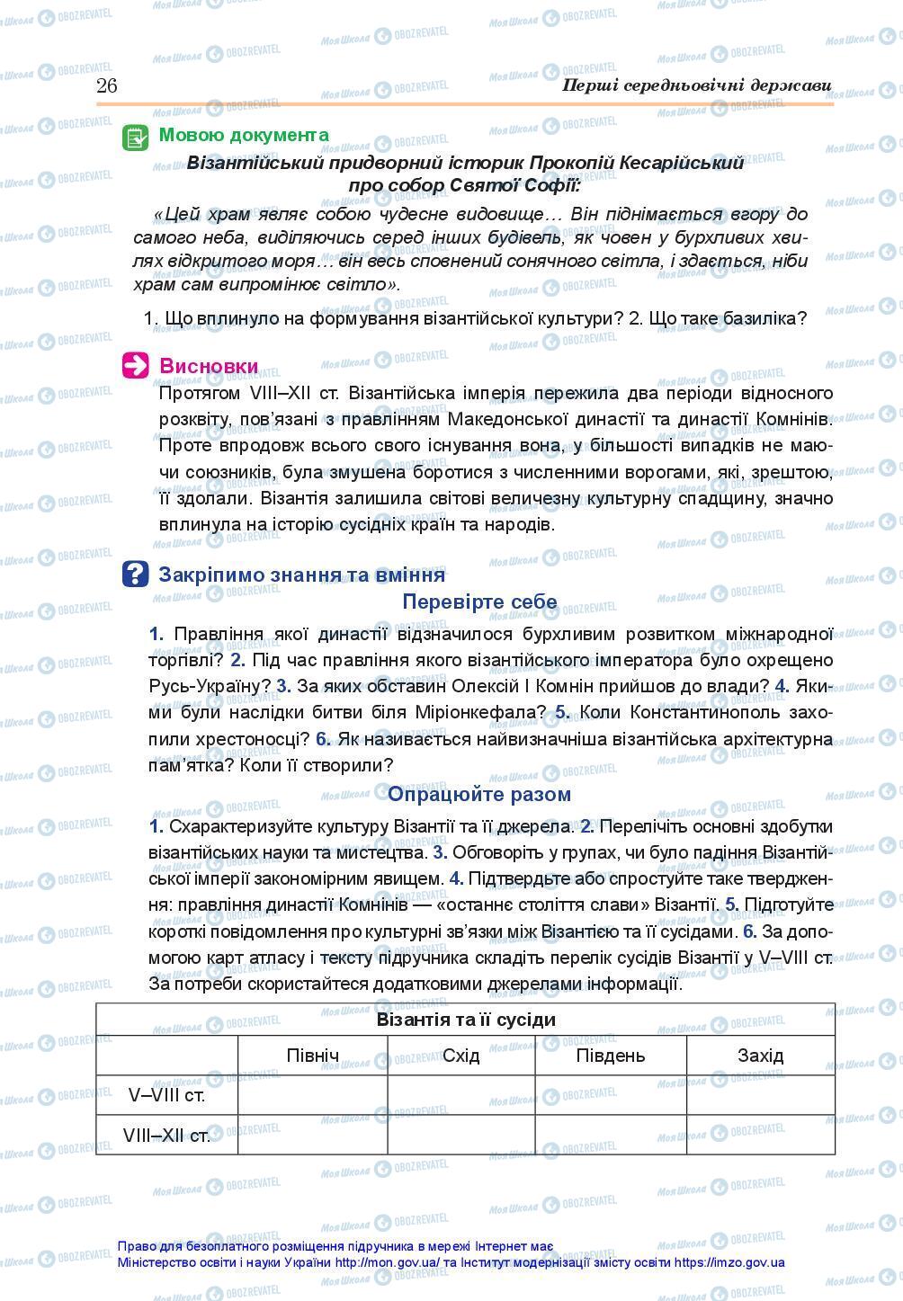 Підручники Всесвітня історія 7 клас сторінка 26