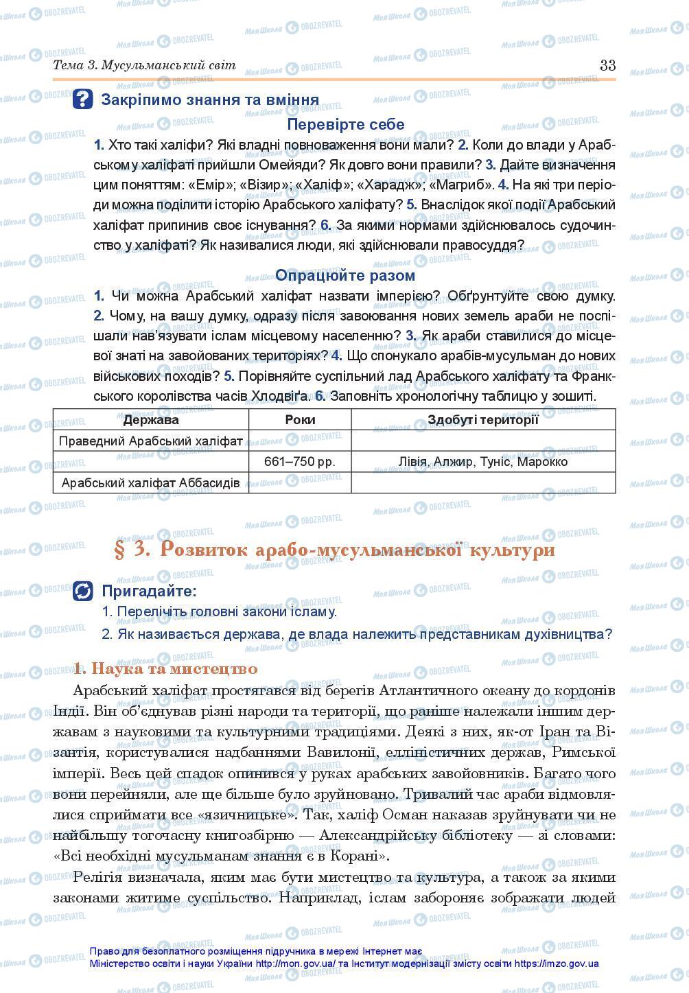 Підручники Всесвітня історія 7 клас сторінка 33