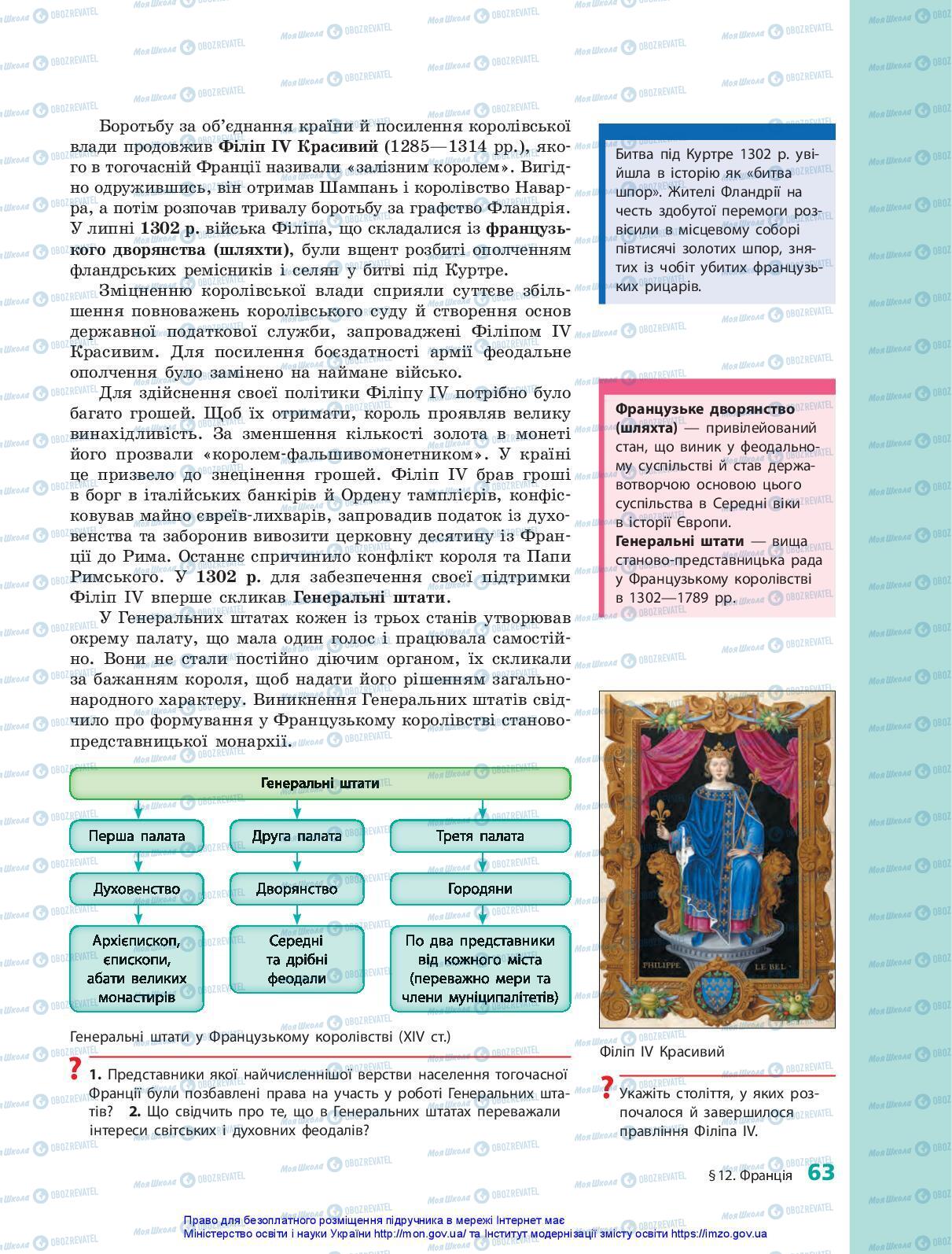 Підручники Всесвітня історія 7 клас сторінка 63