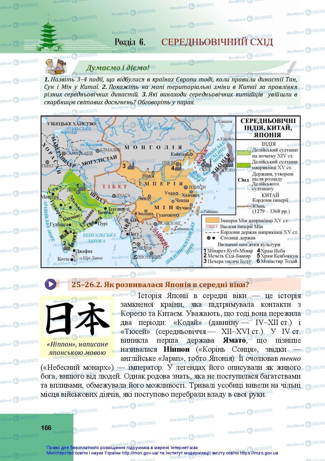 Підручники Всесвітня історія 7 клас сторінка 166