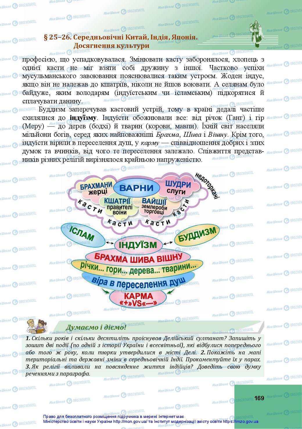 Підручники Всесвітня історія 7 клас сторінка 169